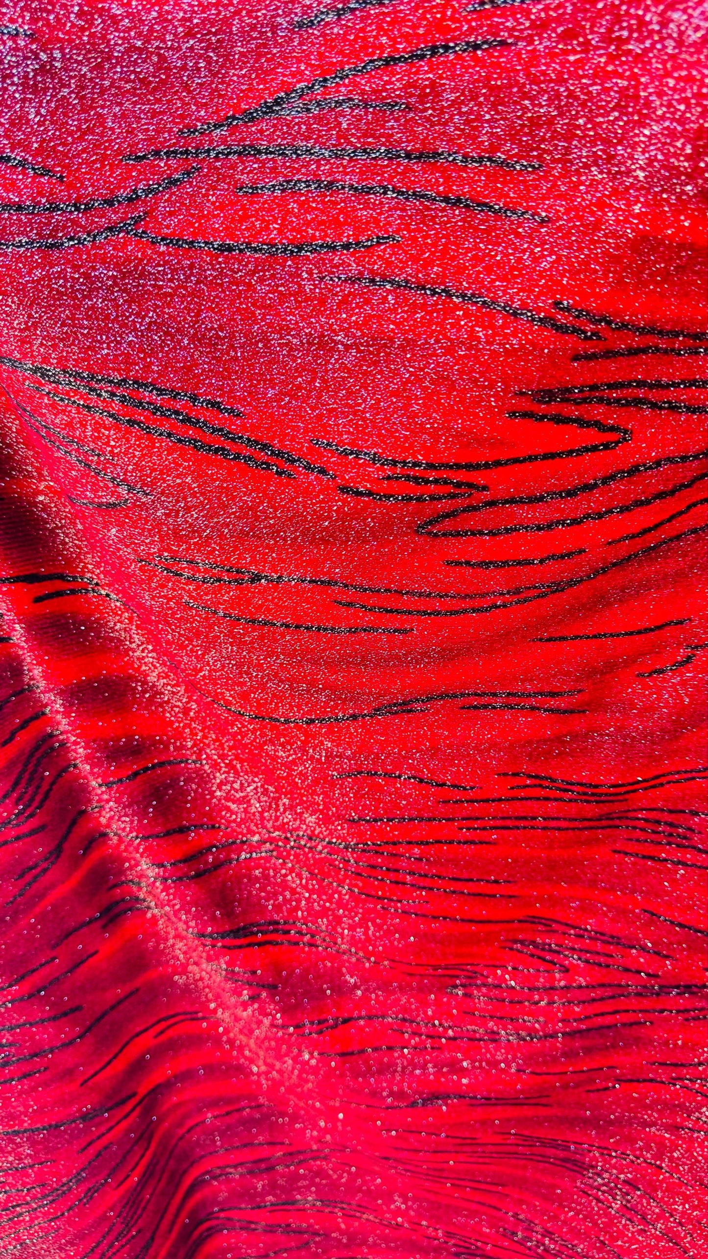 New Abstract design stretch velvet 4-way with glitter 58/60" Sold by the YD. Ships worldwide from Los Angeles California USA.