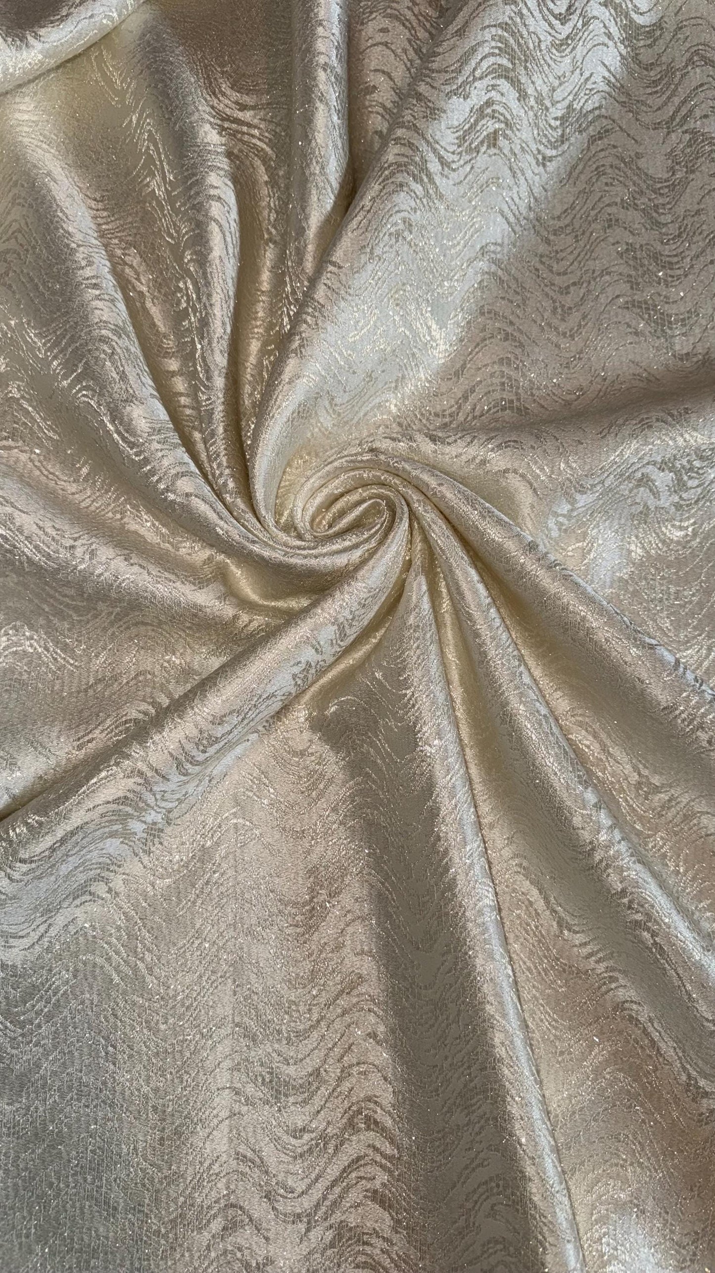 New Metallic Brocade Wavy design Non Stretch Ivory color 110” Sold by the YD. High quality fabrics by AlexLAFabrics