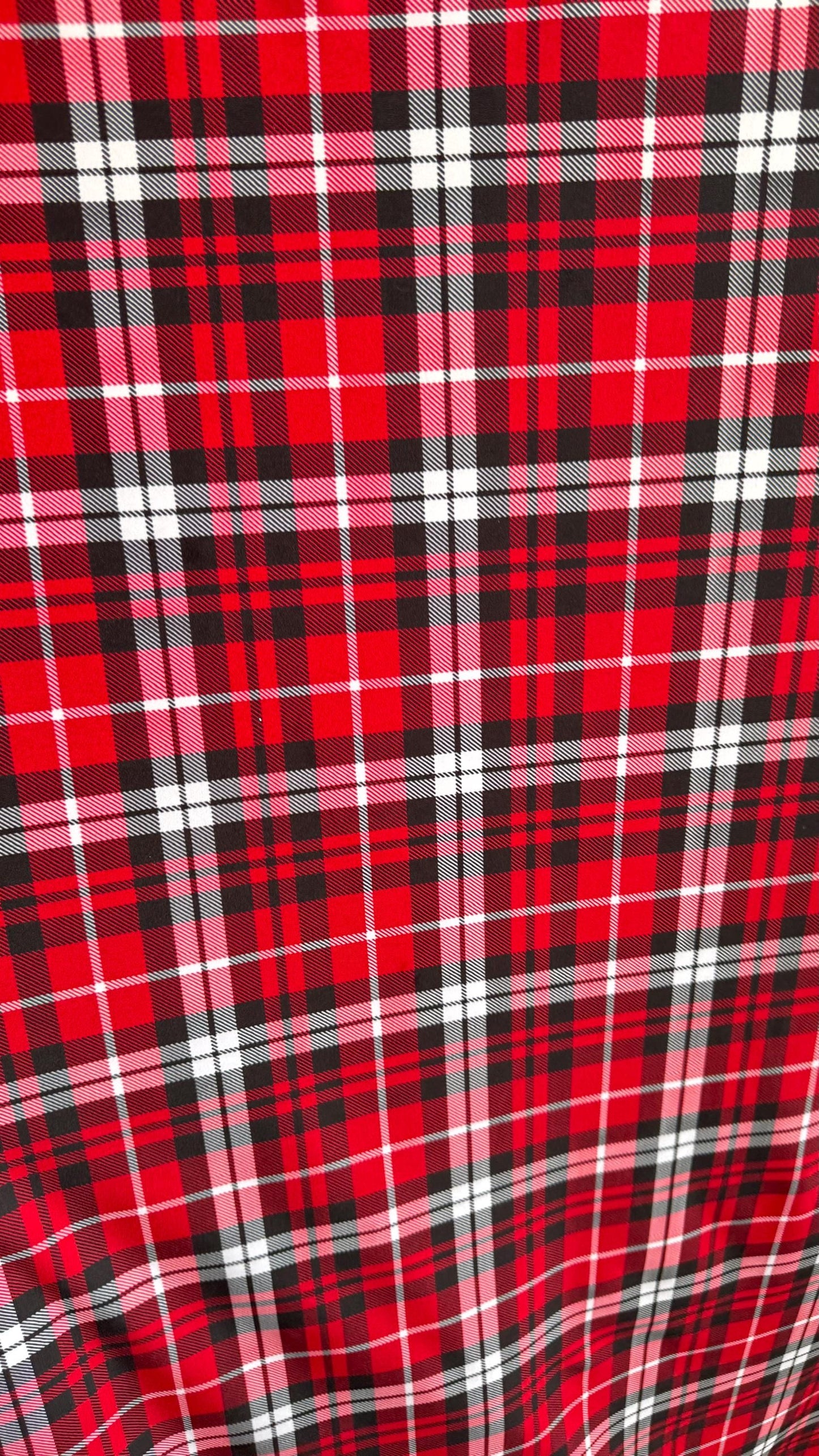 New Plaid design Red/White Print On Heavy Nylon spandex 4-Way 58/60” Sold By The YD. Ships Worldwide From Los Angeles California USA.
