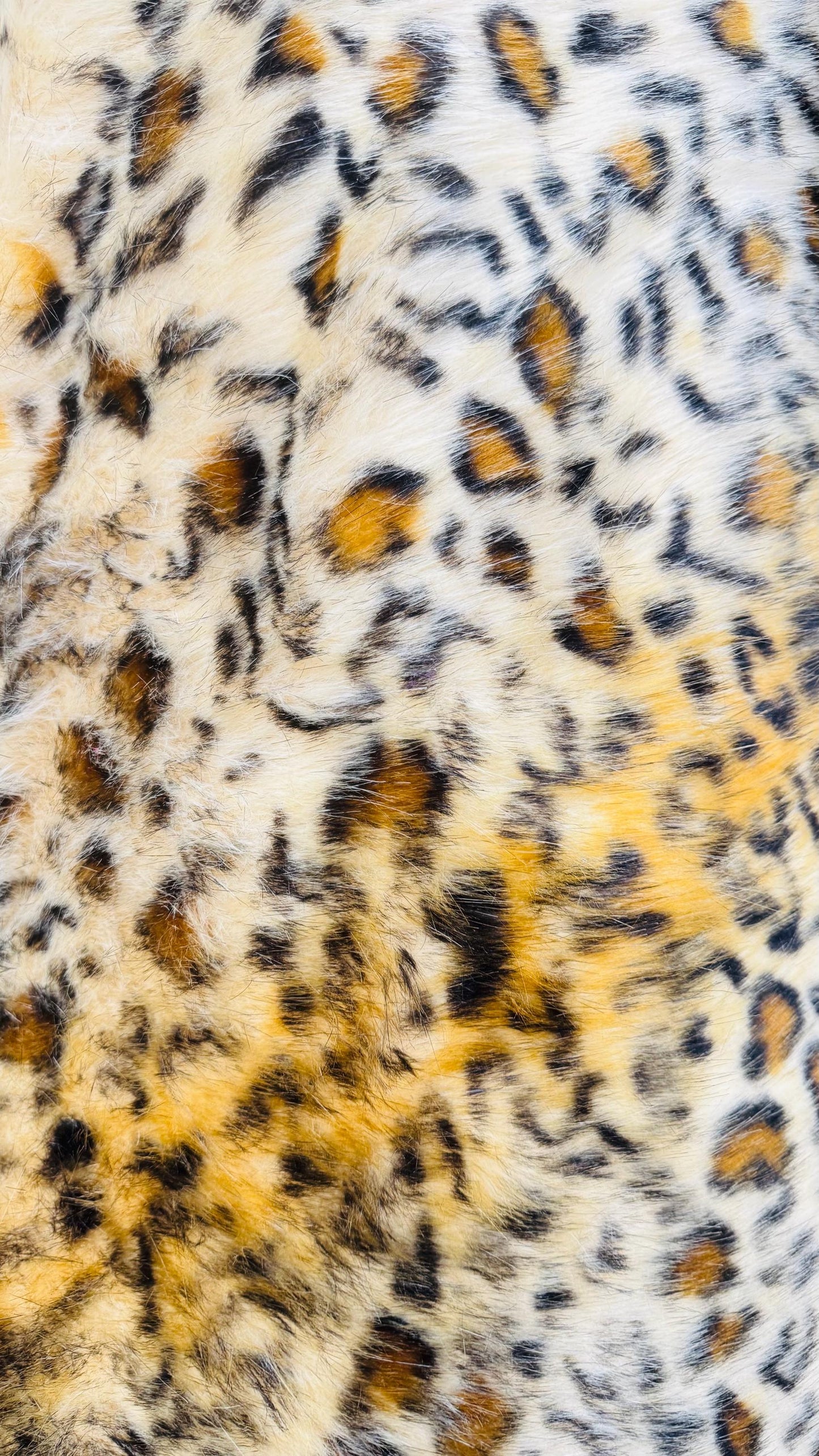 Luxury Faux Fur Exotic Leopard design high quality Fur 58/60” Sold by the YD and 1/2 yd Ships worldwide from Los Angeles California USA.