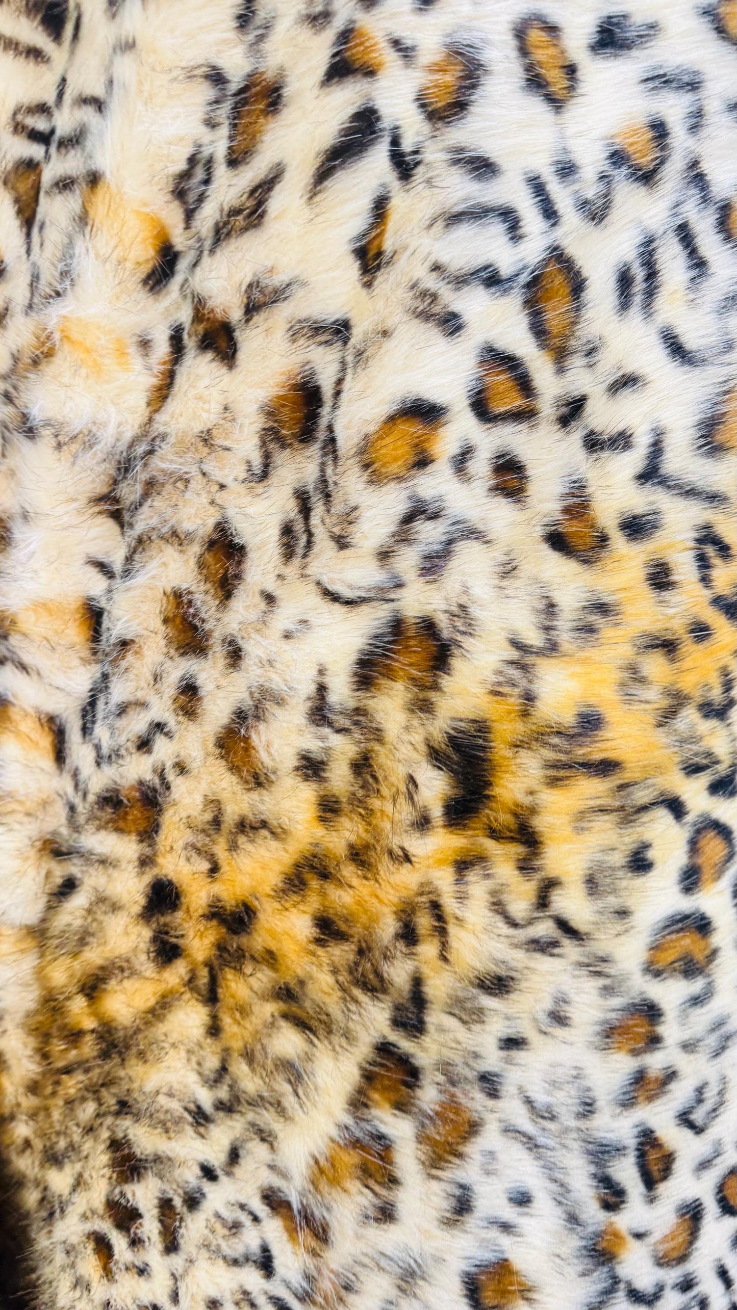 Luxury Faux Fur Exotic Leopard design high quality Fur 58/60” Sold by the YD and 1/2 yd Ships worldwide from Los Angeles California USA.