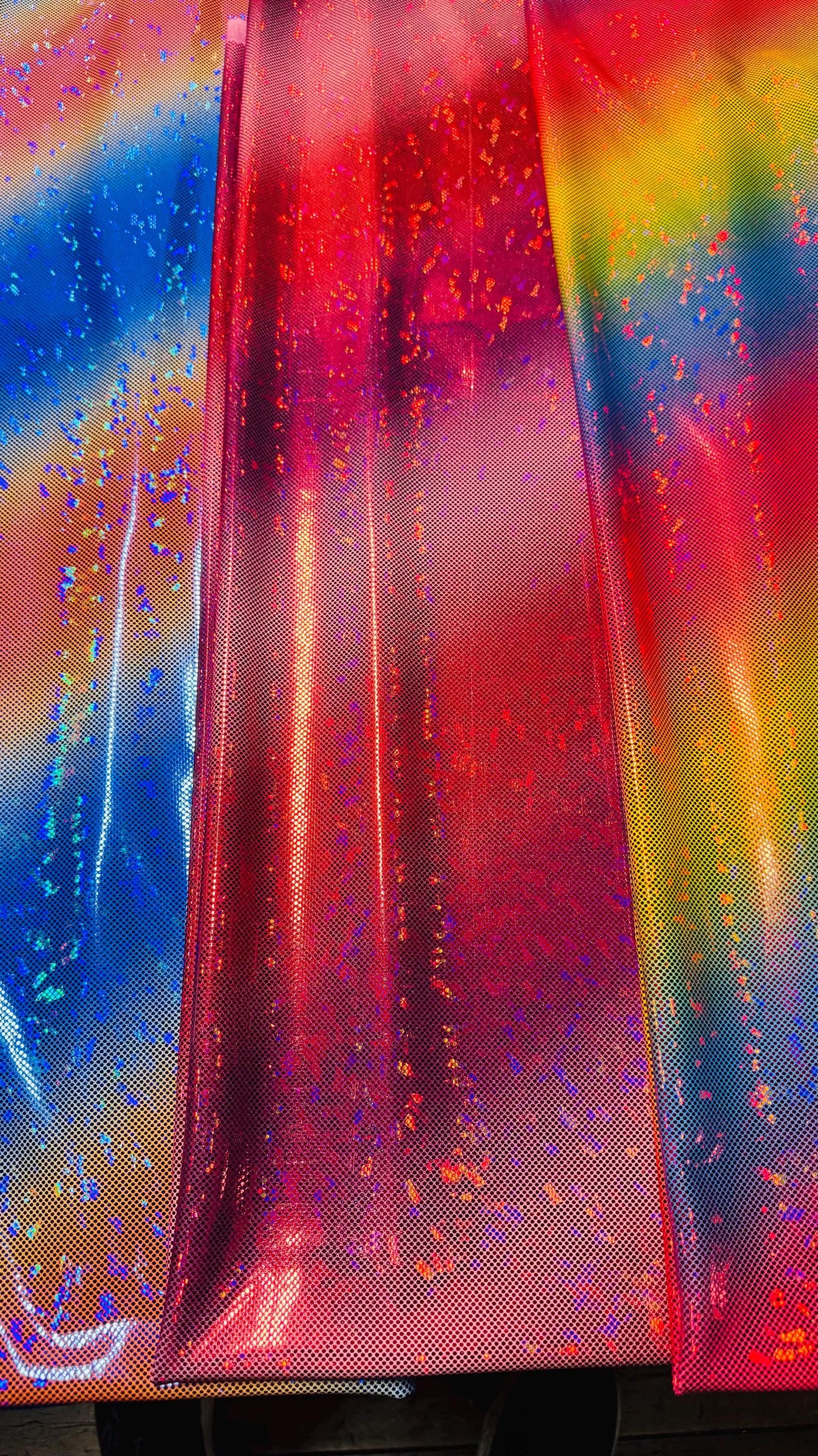 New Ombre design on shattered glass metallic nylon spandex 4-way stretch 58/60” Sold by the YD. Ships worldwide from Los Angeles California