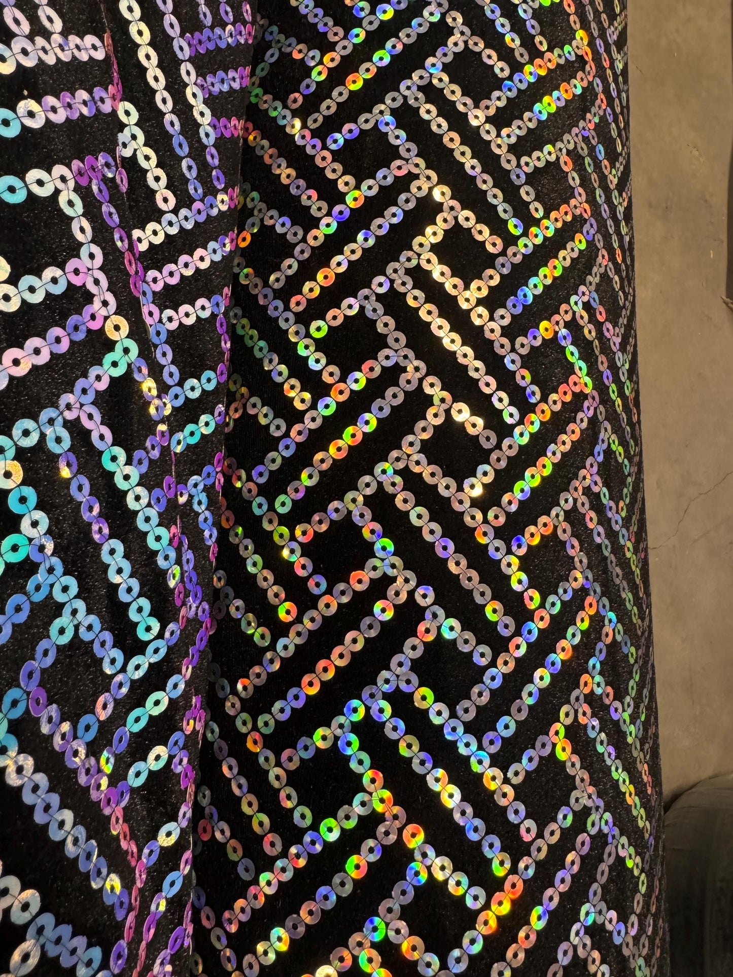 New Modern Overlap 3D Iridescent sequins on heavy stretch velvet 4way 2tone sequins 58/60" Sold by the YD. Ships worldwide from LA CA