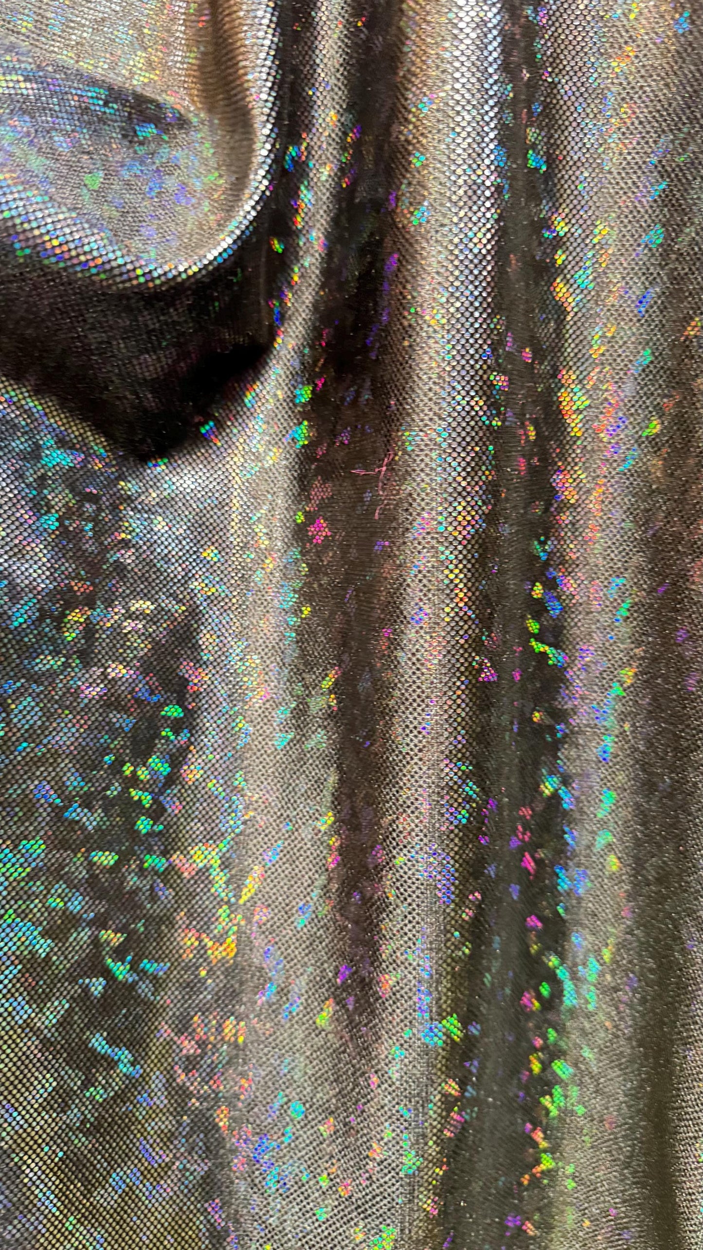 Shattered glass Black/Black hologram metallic foil on stretch velvet best quality in the market 4-way stretch 58/60” High quality fabrics