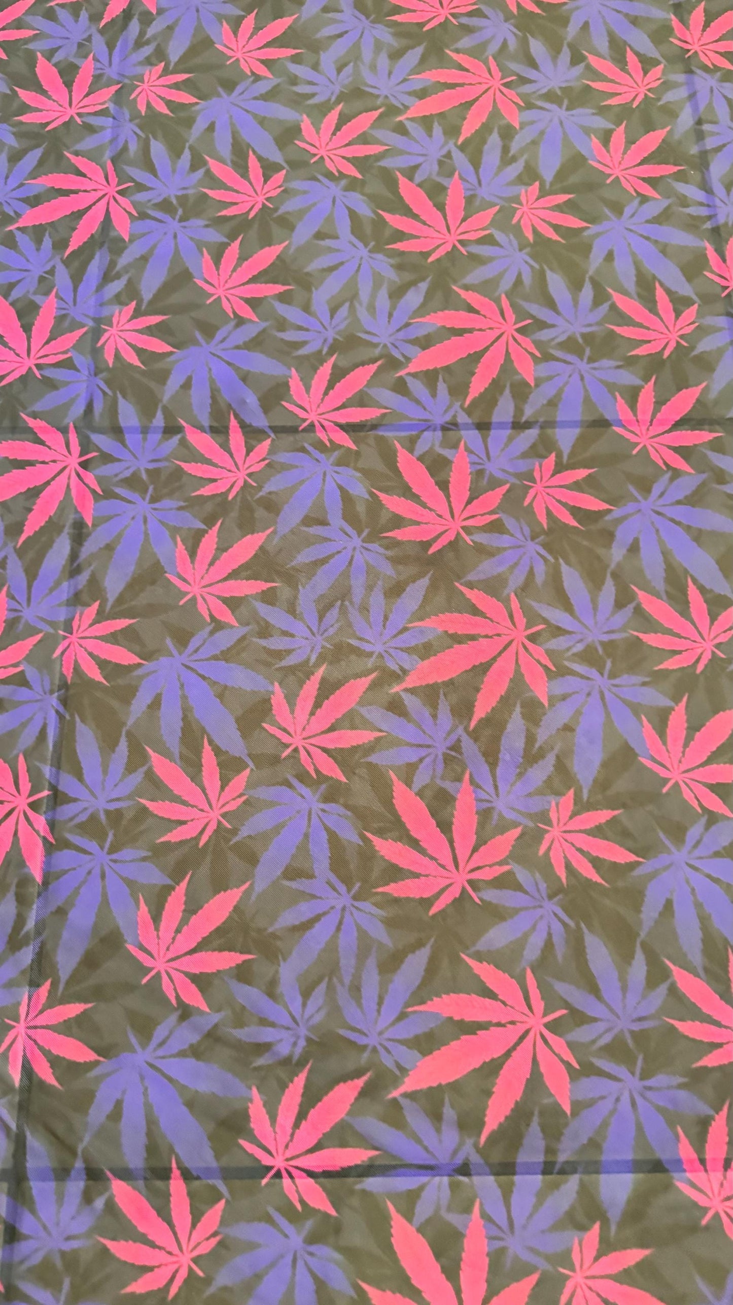 Marijuana Leaf design print on power mesh 4-way stretch 58/60” Sold by the YD. Ships Worldwide from Los Angeles California USA.