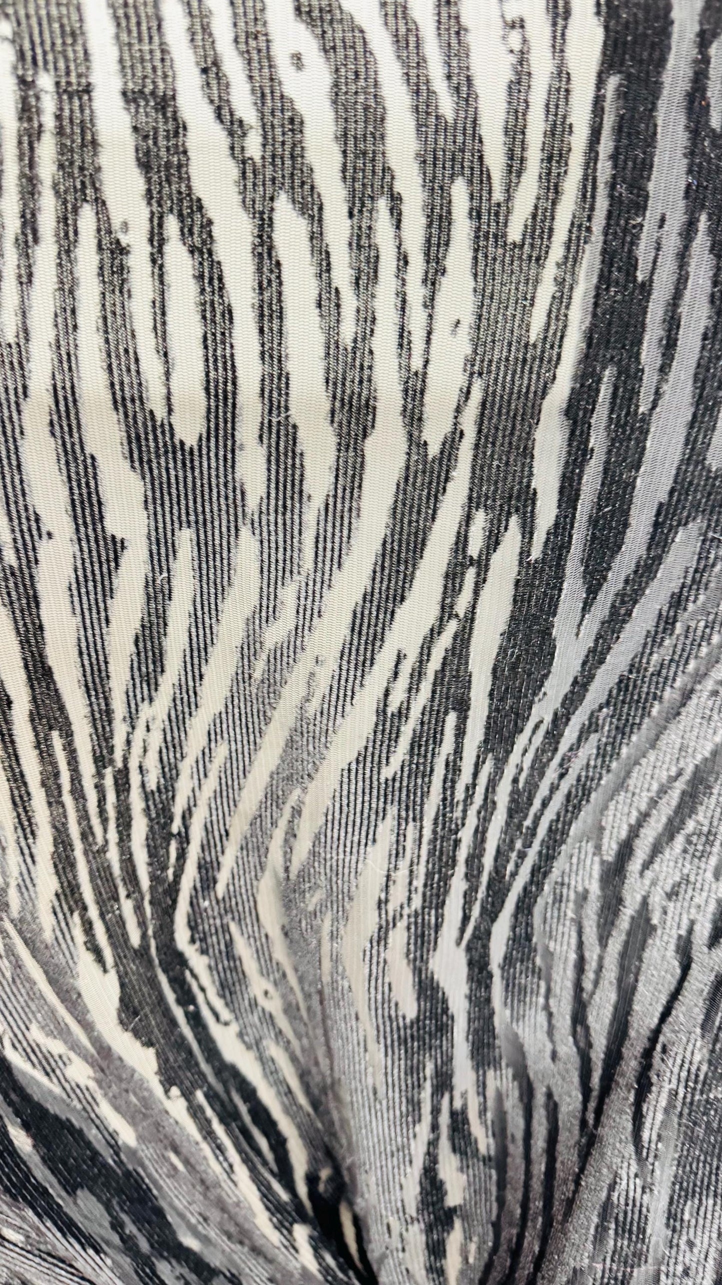 New Exotic Zebra design high quality of burnout 2-way stretch velvet Black /Black 58/60” Sold by the YD. Ships worldwide from Los Angeles