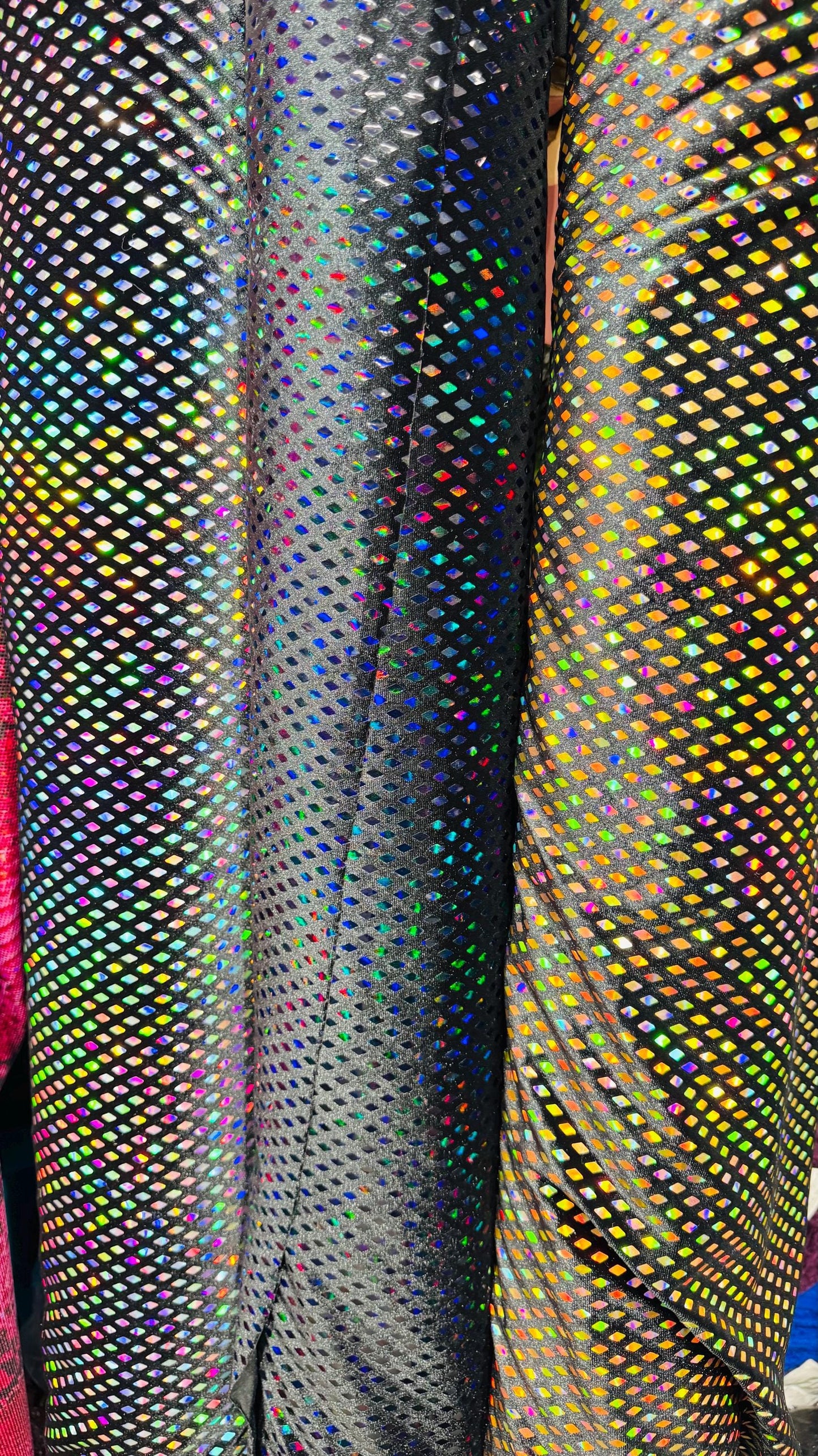 New Diamond Geometric design Sequins on stretch velvet 4-way stretch 58/60” Sold by the YD. Ships worldwide from Los Angeles California