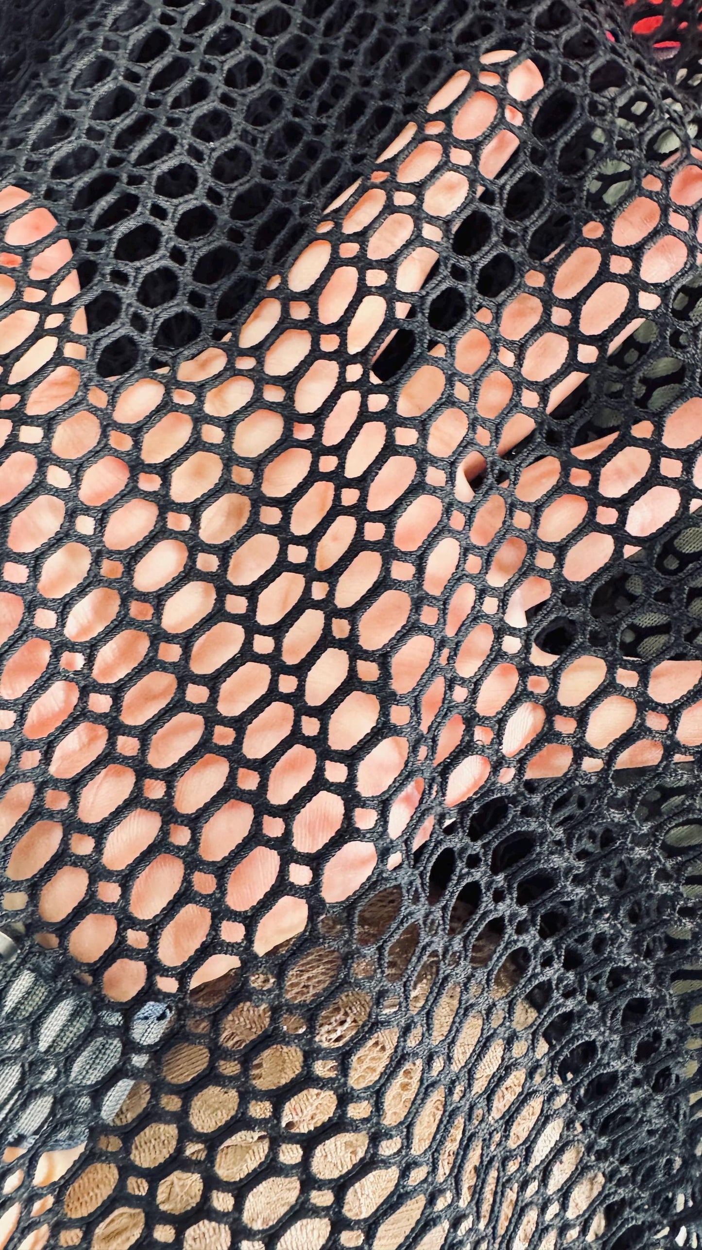 New 3D Black fishnet Geometric design 2-way stretch 58/60” Sold by the YD. Ships worldwide from Los Angeles California USA.