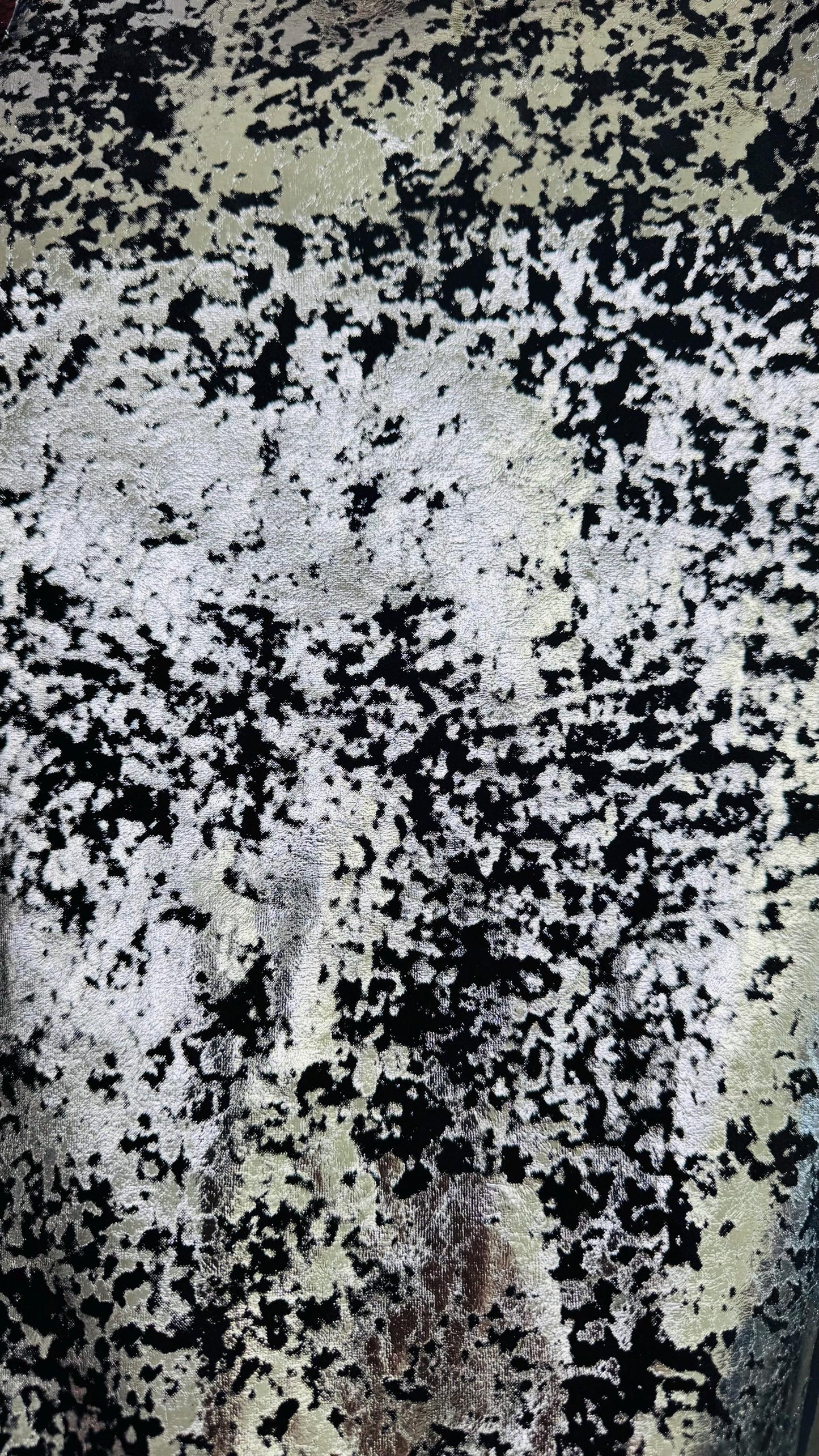 New Splatter Lava Abstract design on stretch velvet with all over foil metallic spandex velvet 4-way stretch 58/60” High quality fabrics