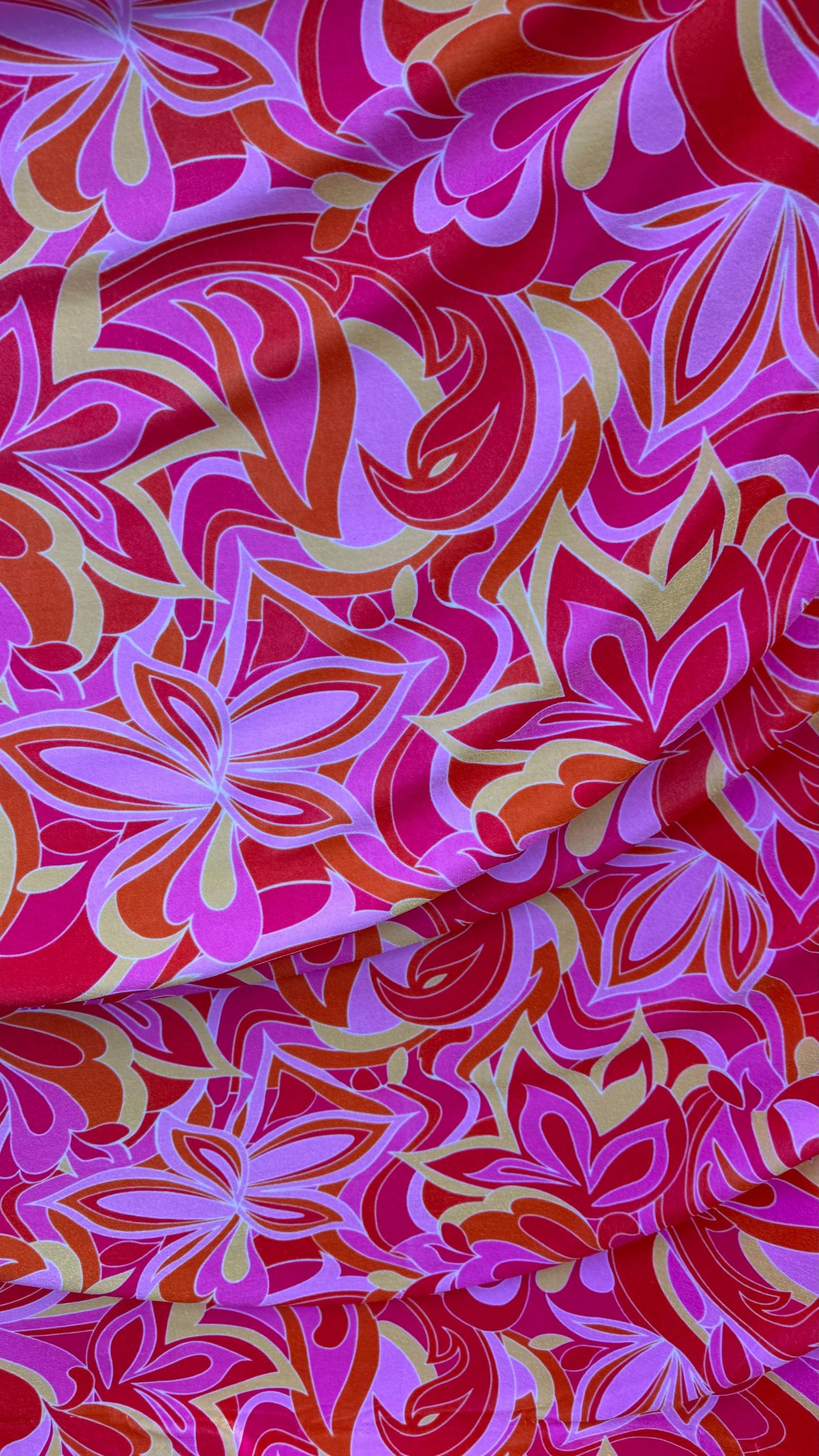 Abstract Floral design print on best quality of stretch velvet 4way 58/60" Sold by the YD. Ships worldwide from Los Angeles California USA.
