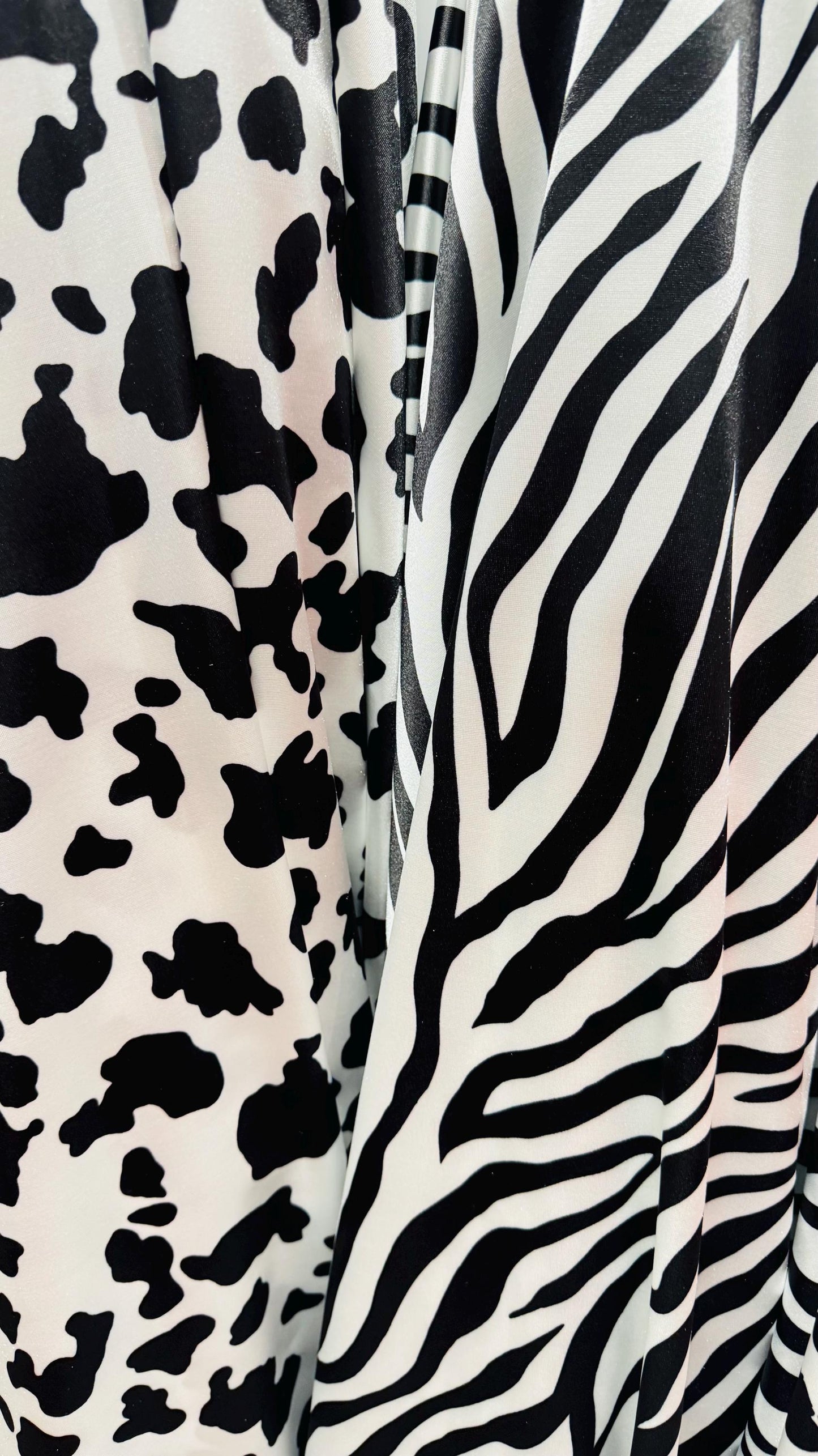 Exotic Animals designs print on super shiny satin spandex 4-way stretch 58/60” High quality spandex fabrics by AlexLAFabrics