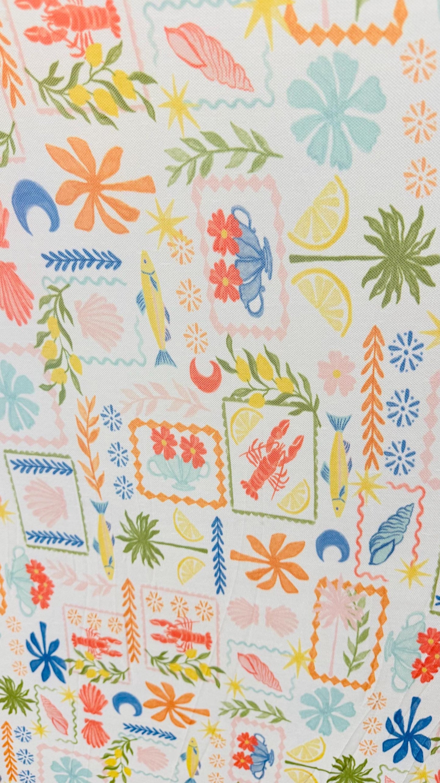 New Sea tropical design print on best quality of power mesh 4way stretch 58/60" Sold by the YD. Ships worldwide from Los Angeles California