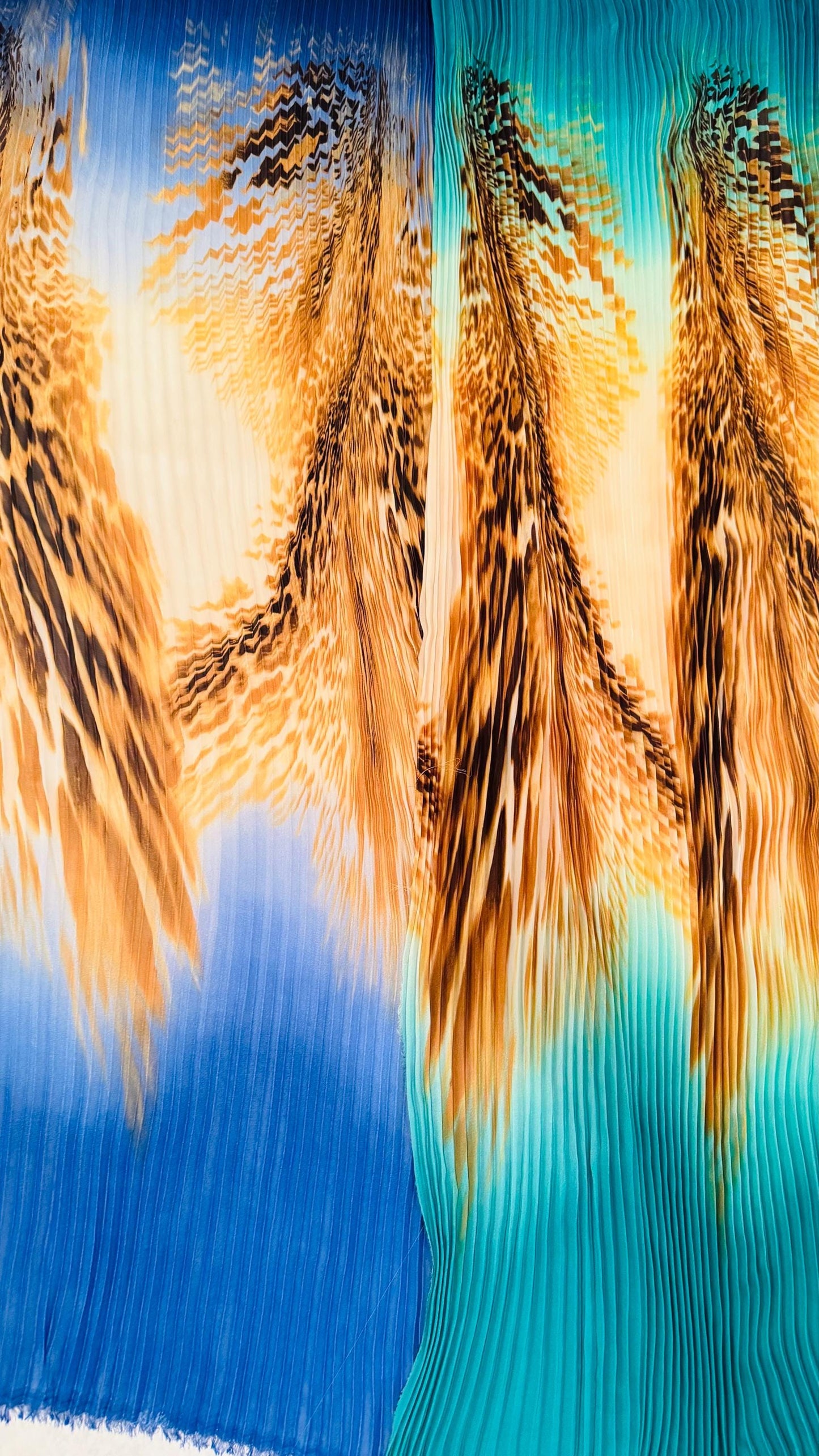 New Accordion pleaded chiffon 1/2” Hiding Leopard animal print design 58/60” Sold by the YD. Ships worldwide from Los Angeles California USA