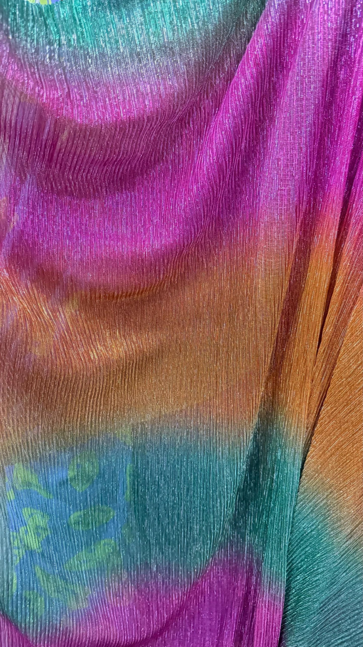 New Pleated Ombre metallic stretch mesh Multicolor 4way stretch 58/60" Sold by the YD. Ships worldwide from Los Angeles California USA.