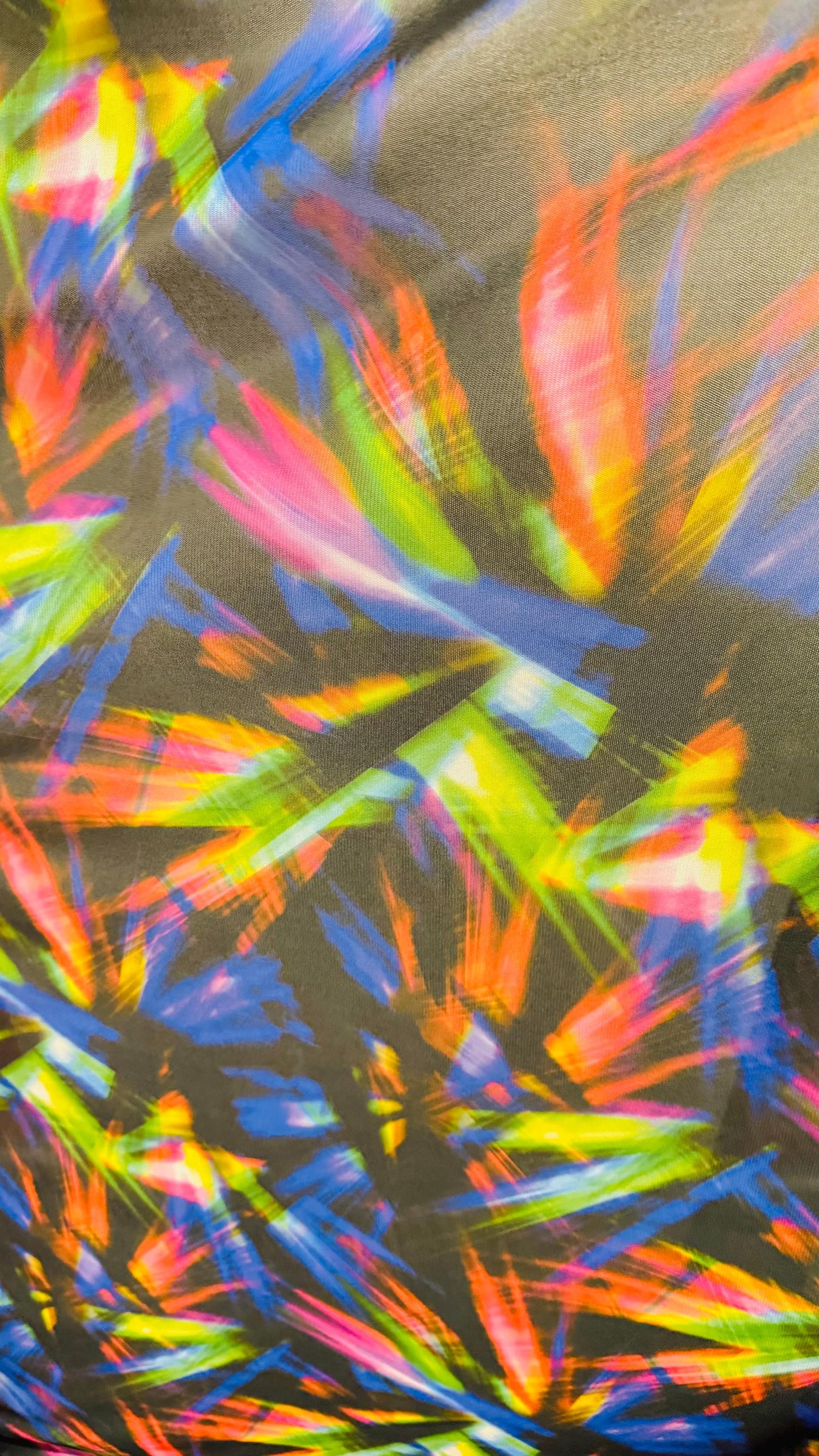 New 3D Abstract design print on power mesh colorful nylon spandex 4-way stretch 58/60” Sold by the YD. Ships worldwide from Los Angeles CA.