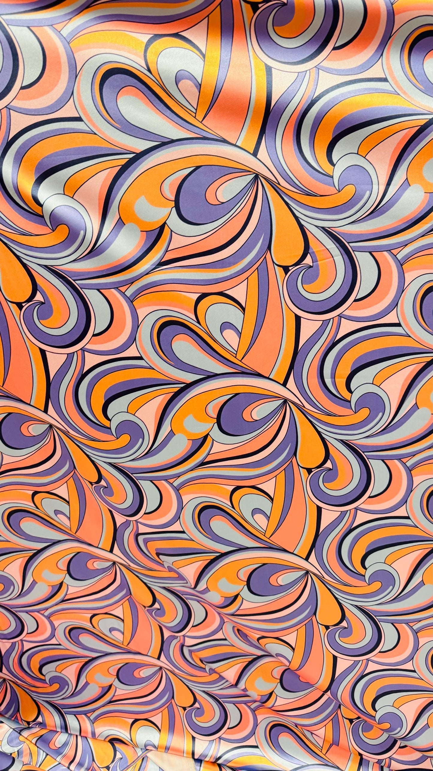 New Paisley Abstract design multicolor super Shiny poly spandex 4way stretch 58/60" Sold by the YD. Ships worldwide from Los Angeles Califo