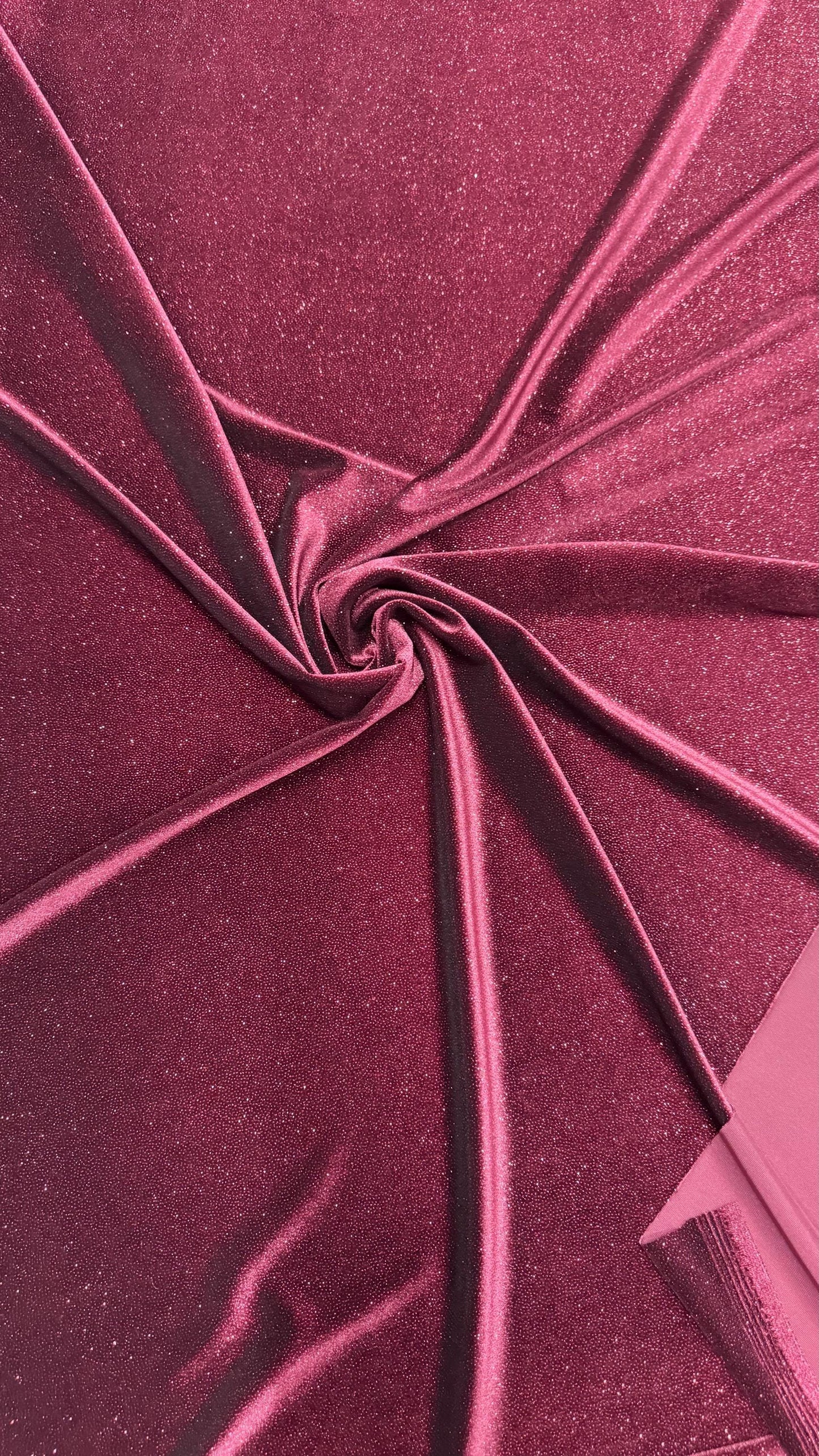 New Merlot stretch velvet with glitter dots 4 way stretch 58/60" Sold by the YD. Ships worldwide from Los Angeles California USA