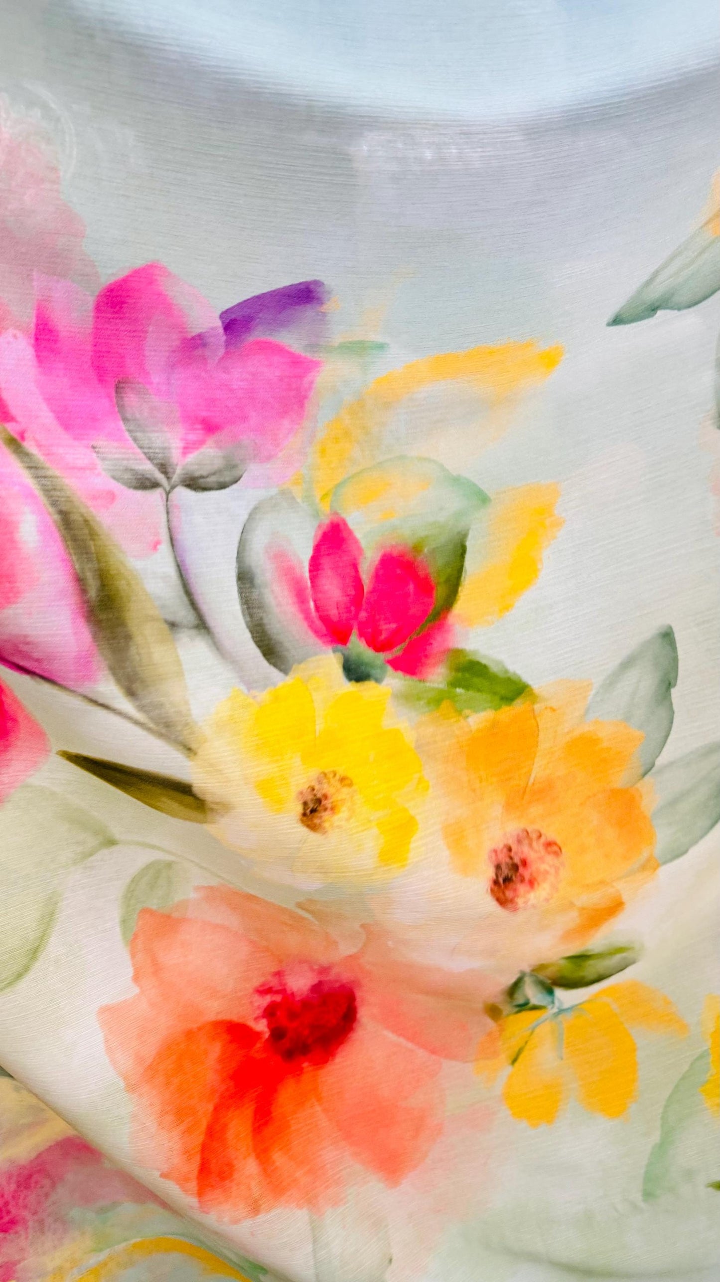 New Romantic Flowers design Multicolor print on great quality of high multi chiffon silk non stretch 58/60” Sold by the YD. Ships worldwide