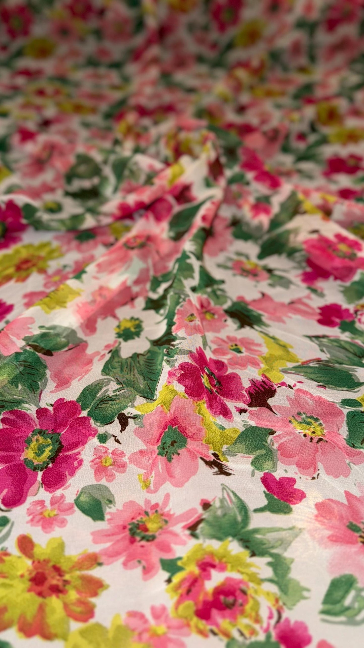 New Romantic Floral design print on great quality of high multi chiffon non stretch 58/60” Sold by the YD. Ships worldwide from Los Angeles