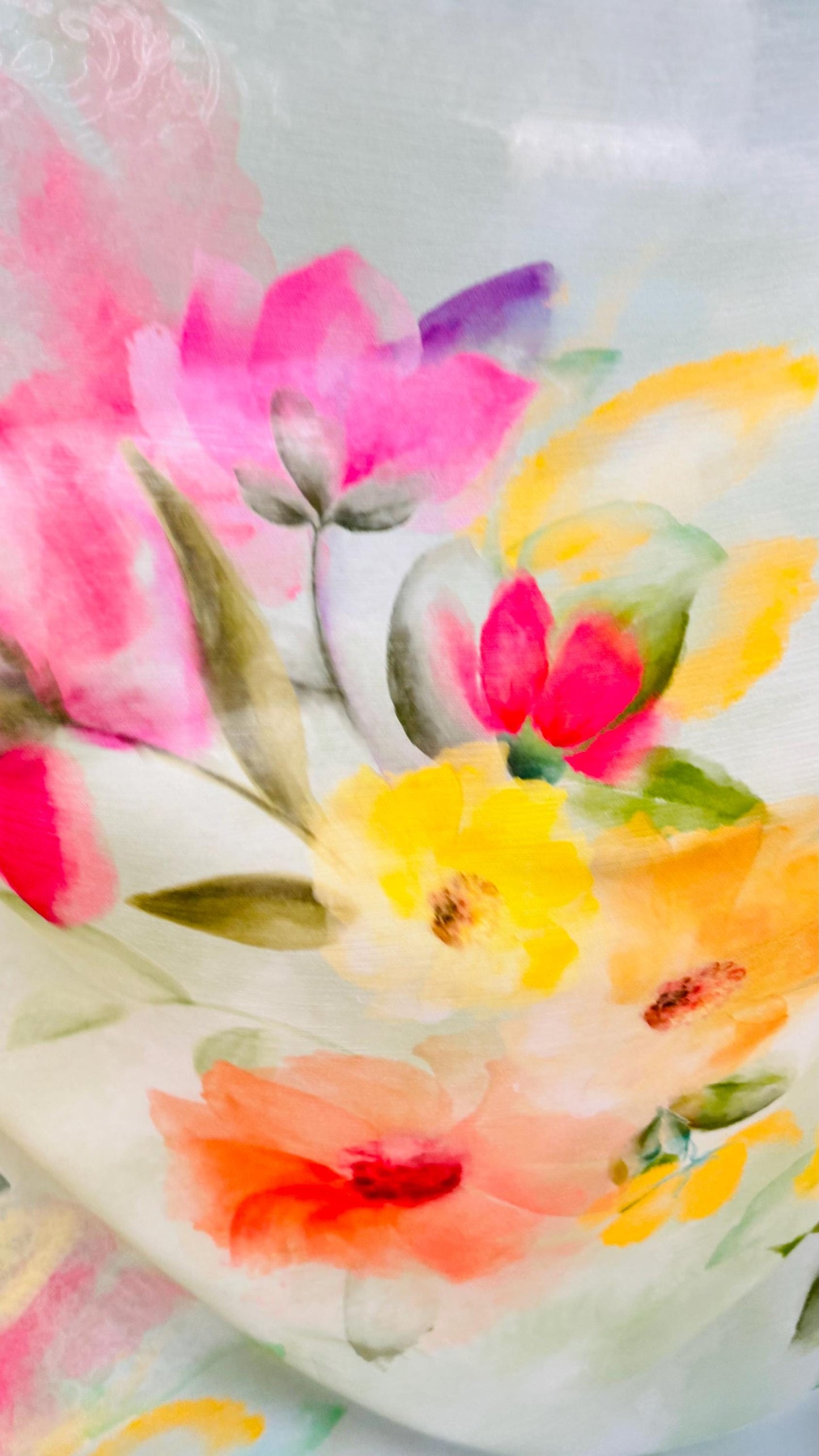 New Romantic Flowers design Multicolor print on great quality of high multi chiffon silk non stretch 58/60” Sold by the YD. Ships worldwide
