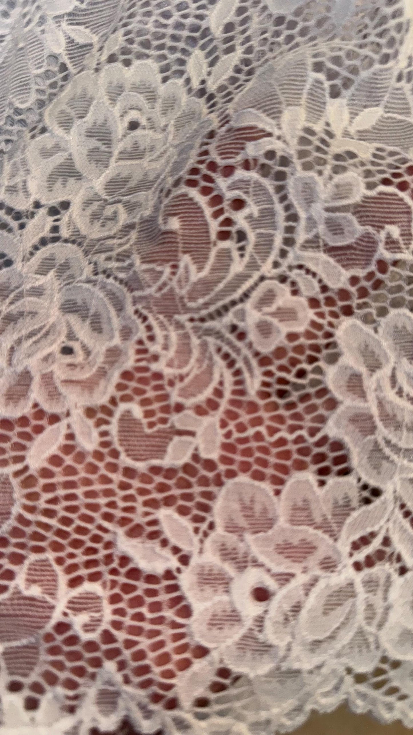 White Victoria lace 4-way stretch 58/60” High quality fabrics by AlexLAFabrics