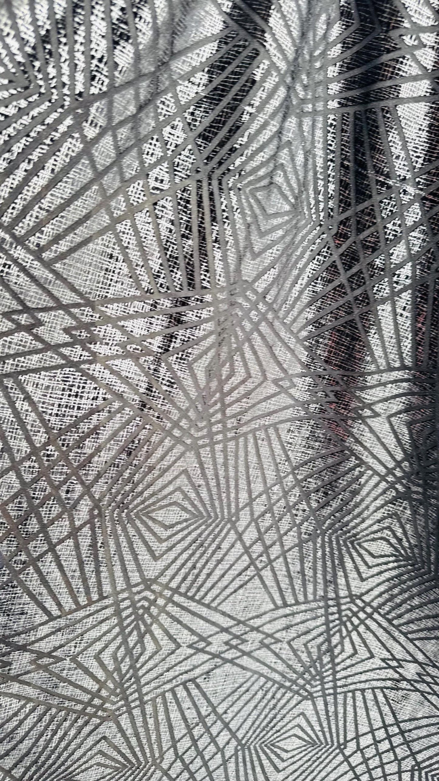 New Metallic Geometric design burnout spandex velvet 4-way stretch 58/60” Sold by the YD. Ships worldwide from Los Angeles California USA.