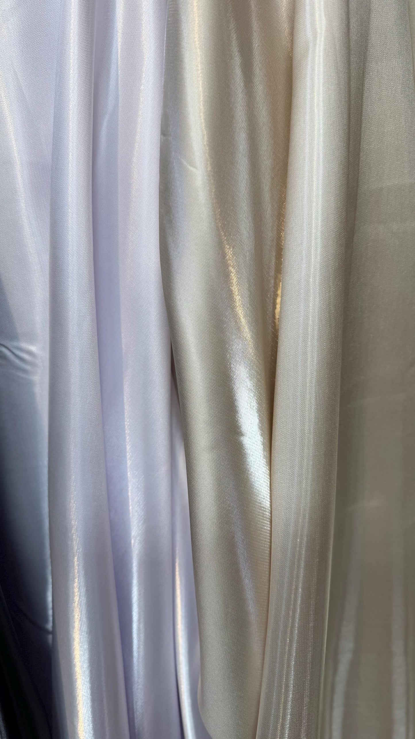 New Luxury super shiny Cristal satin non stretch 58/60” Sold by the YD. Ships worldwide from Los Angeles California USA.