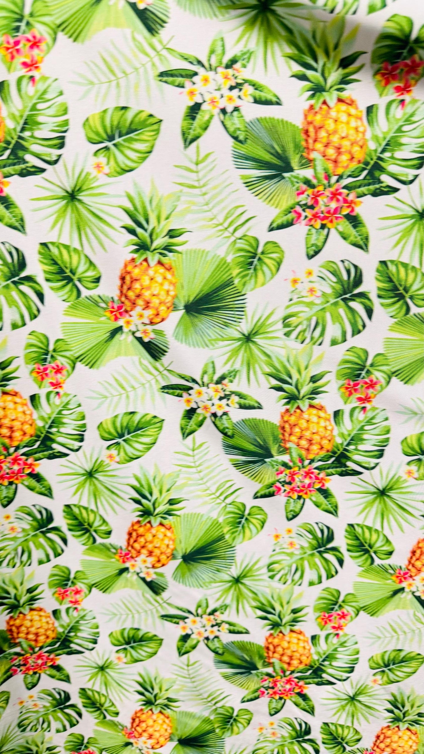New Pineapple tropical design multicolor print on best quality of nylon spandex 4-way stretch 58/60” Sold by the YD. Ships Worldwide