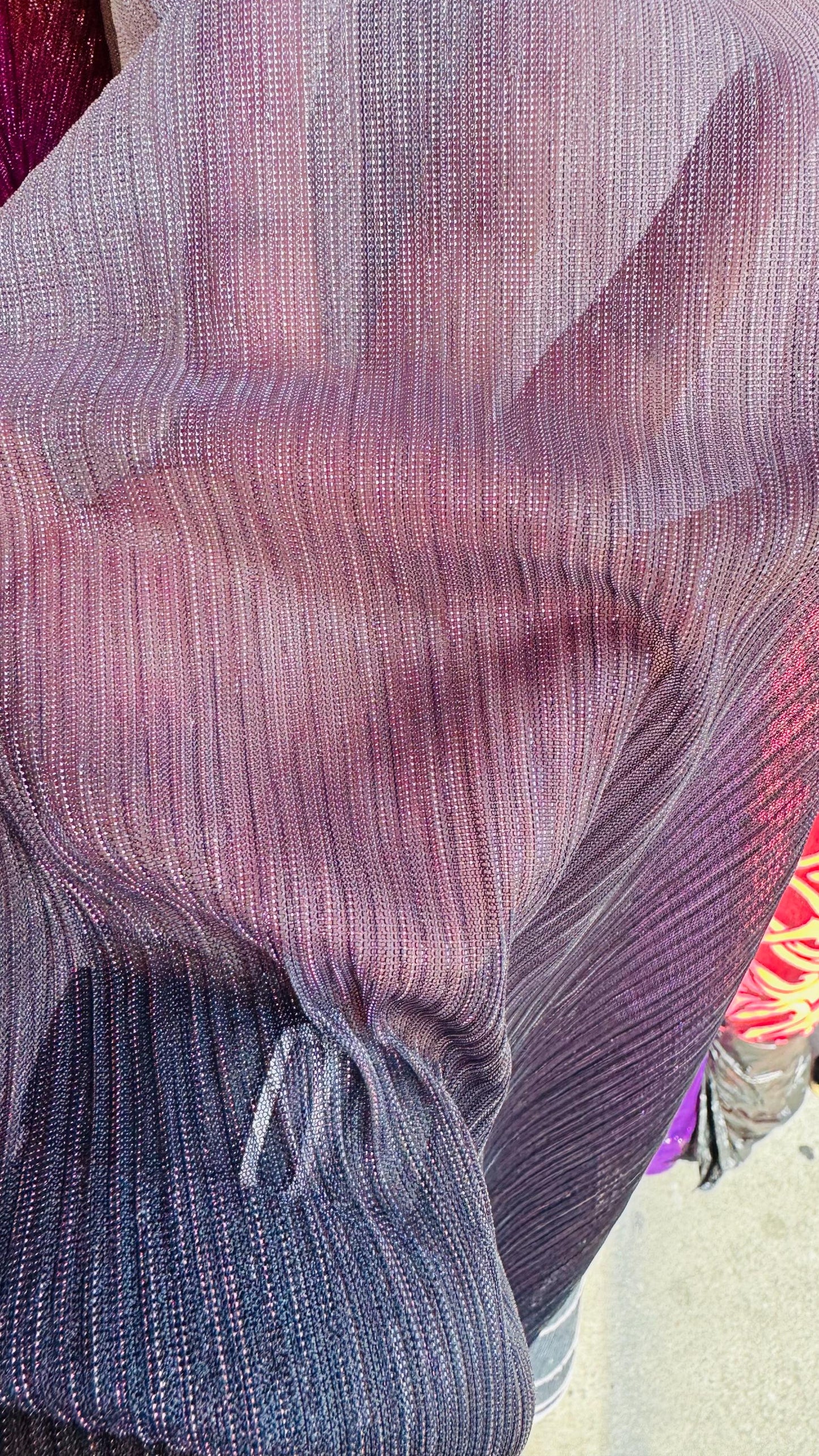 New Pleated metallic Ombre stretch mesh 4way stretch 58/60" Sold by the YD. Ships worldwide from Los Angeles California USA.