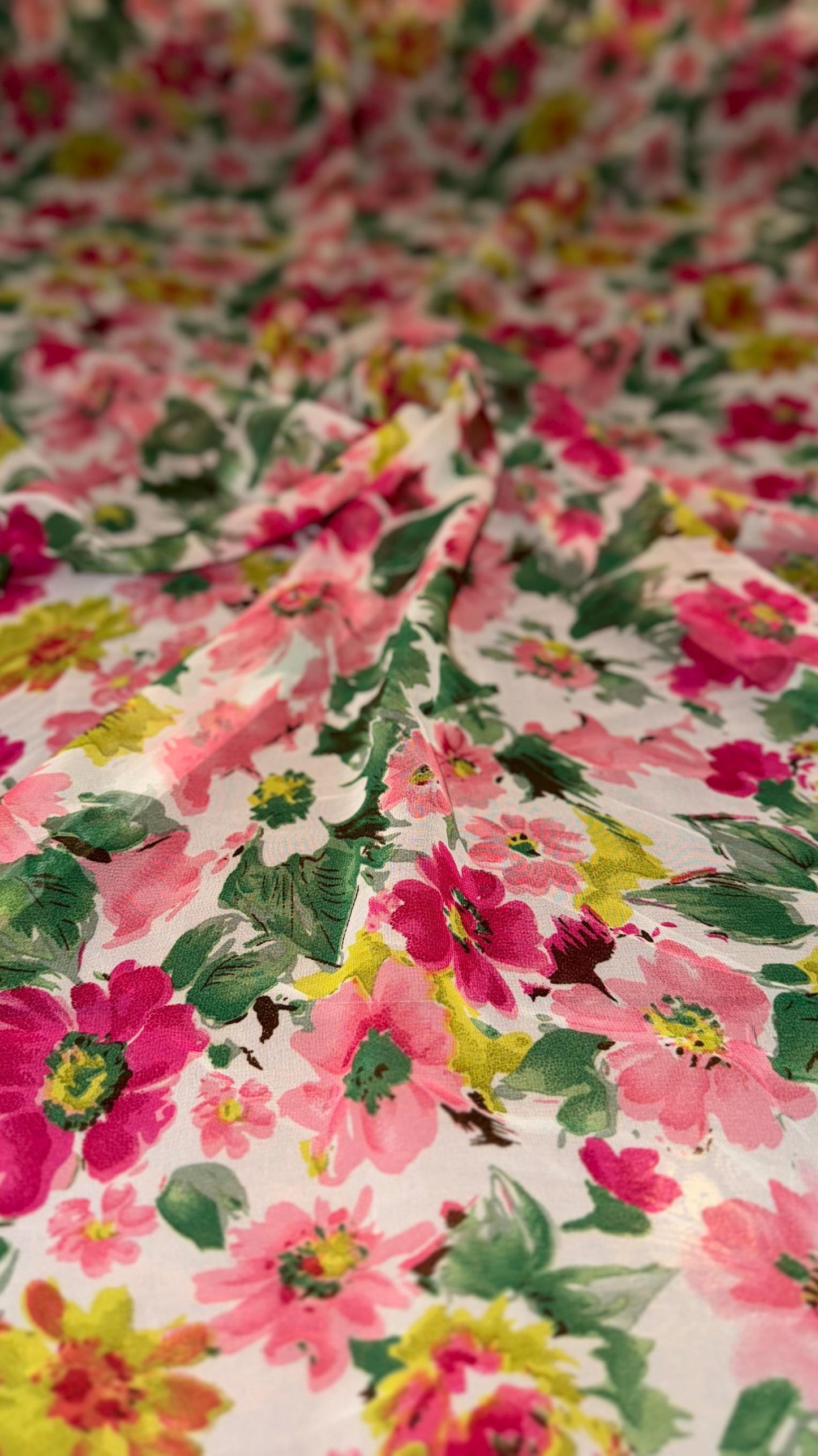 New Romantic Floral design print on great quality of high multi chiffon non stretch 58/60” Sold by the YD. Ships worldwide from Los Angeles