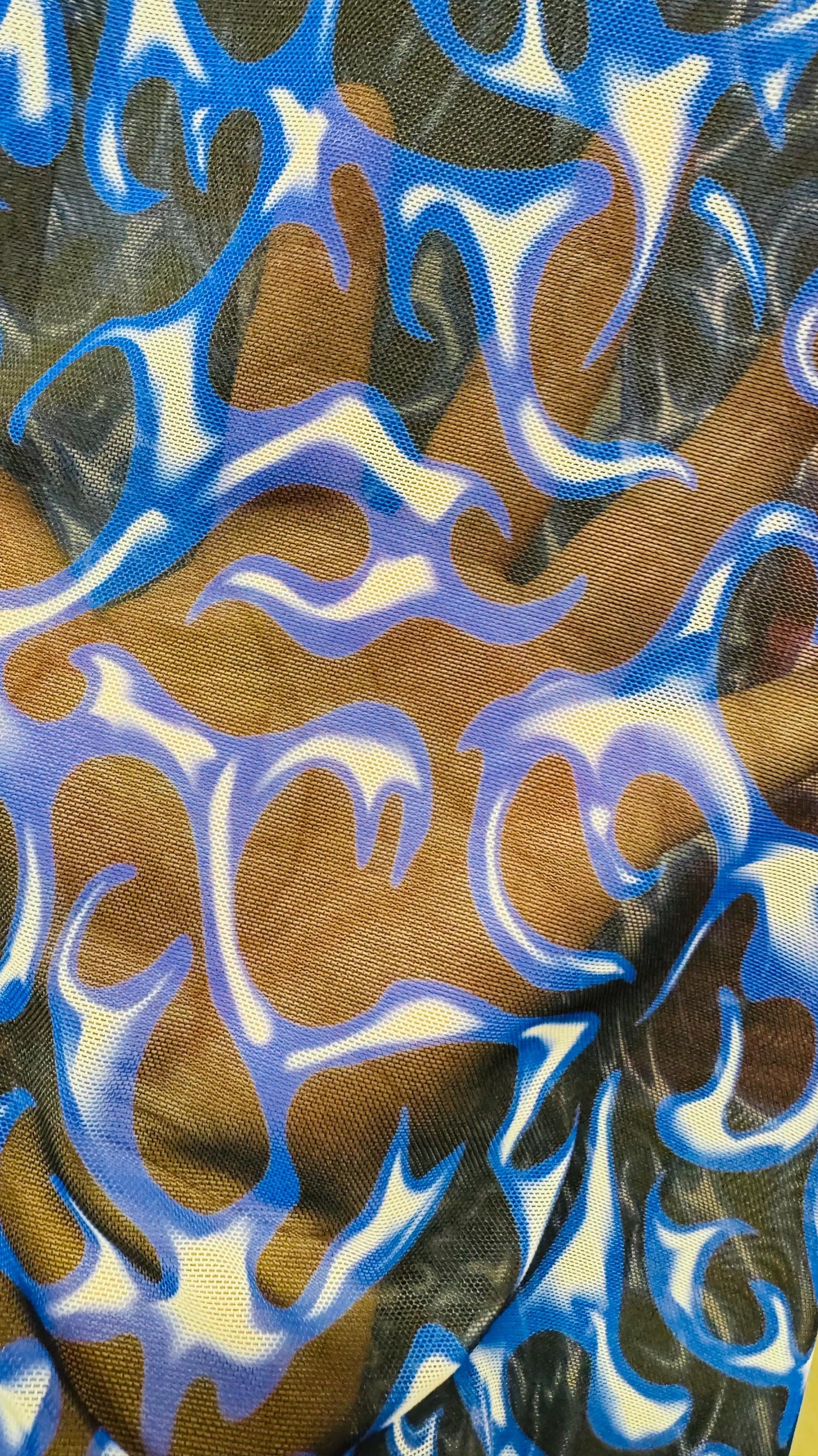New modern fire flame design print on great quality of power mesh 4-way stretch 58/60” Sold by the YD. Ships Worldwide from Los Angeles CA.