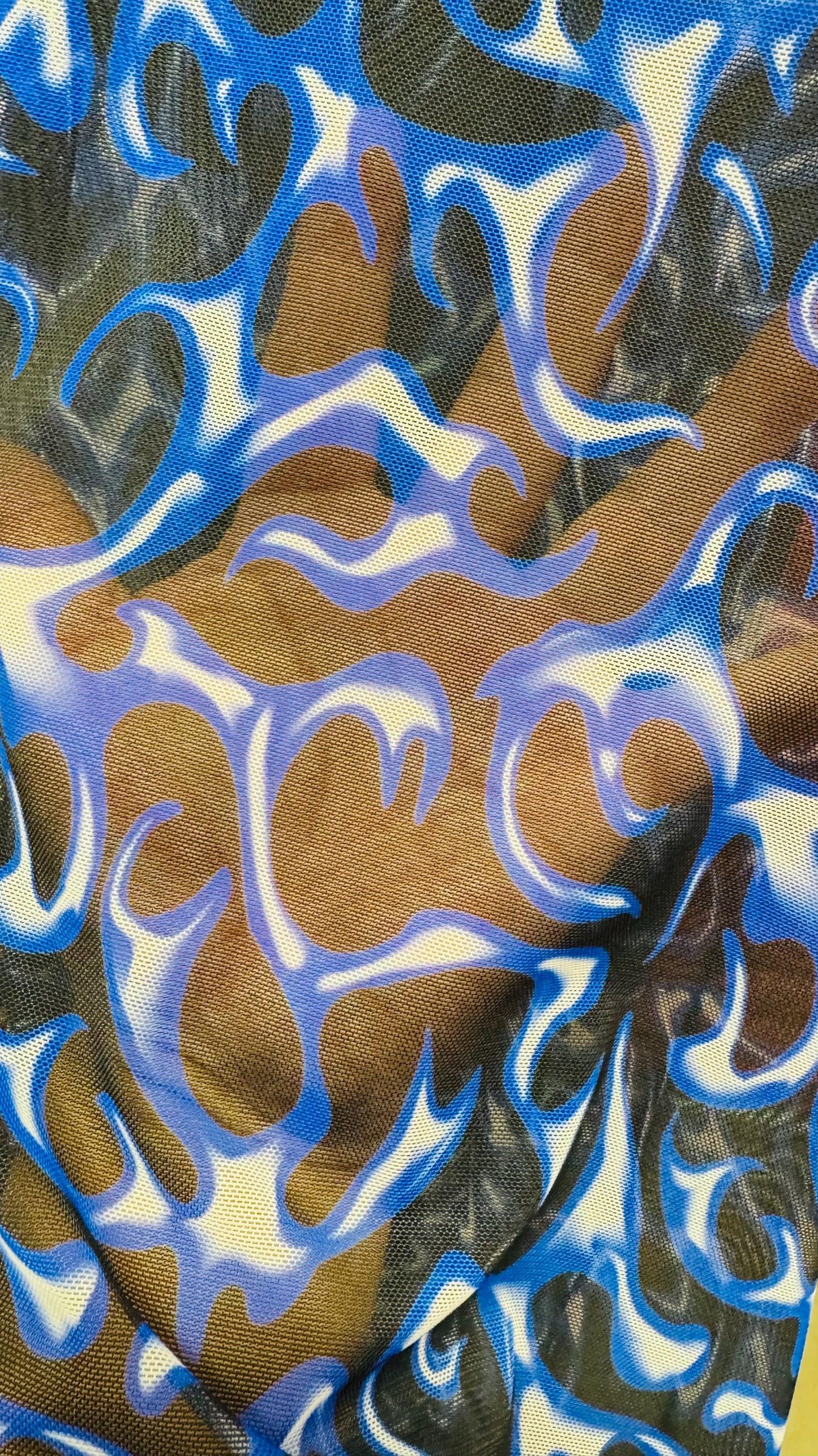 New modern fire flame design print on great quality of power mesh 4-way stretch 58/60” Sold by the YD. Ships Worldwide from Los Angeles CA.