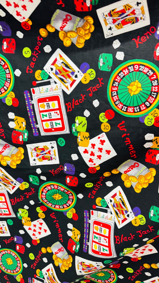 100% cotton Casino Vegas design print on great quality of cotton soft fabric 44/45” Sold by the YD. Ships worldwide from Los Angeles CA USA