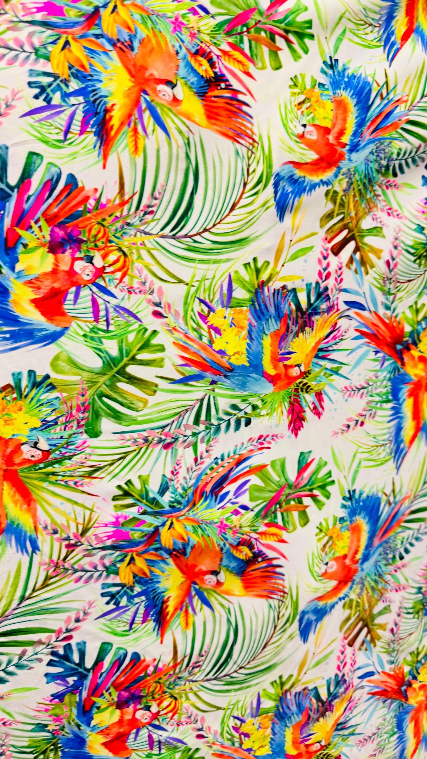 New Parrot tropical design multicolor great quality of nylon spandex 4-way stretch 58/60” Sold by the YD. Ships worldwide From Los Angeles
