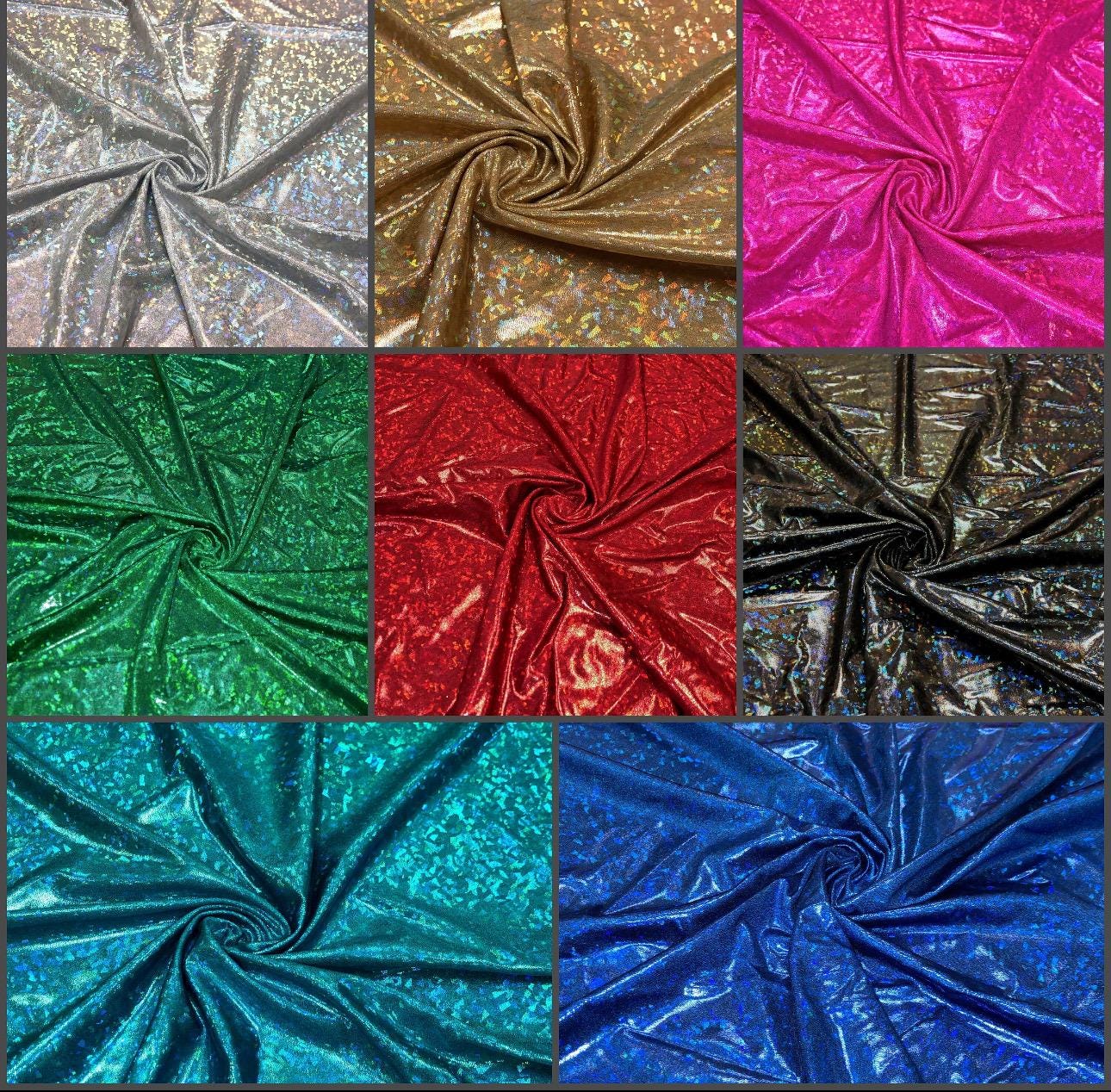 New Shattered glass with foggy foil Hologram metallic nylon spandex 4way stretch 58/60" Sold by the YD. Ships worldwide from Los Angeles CA
