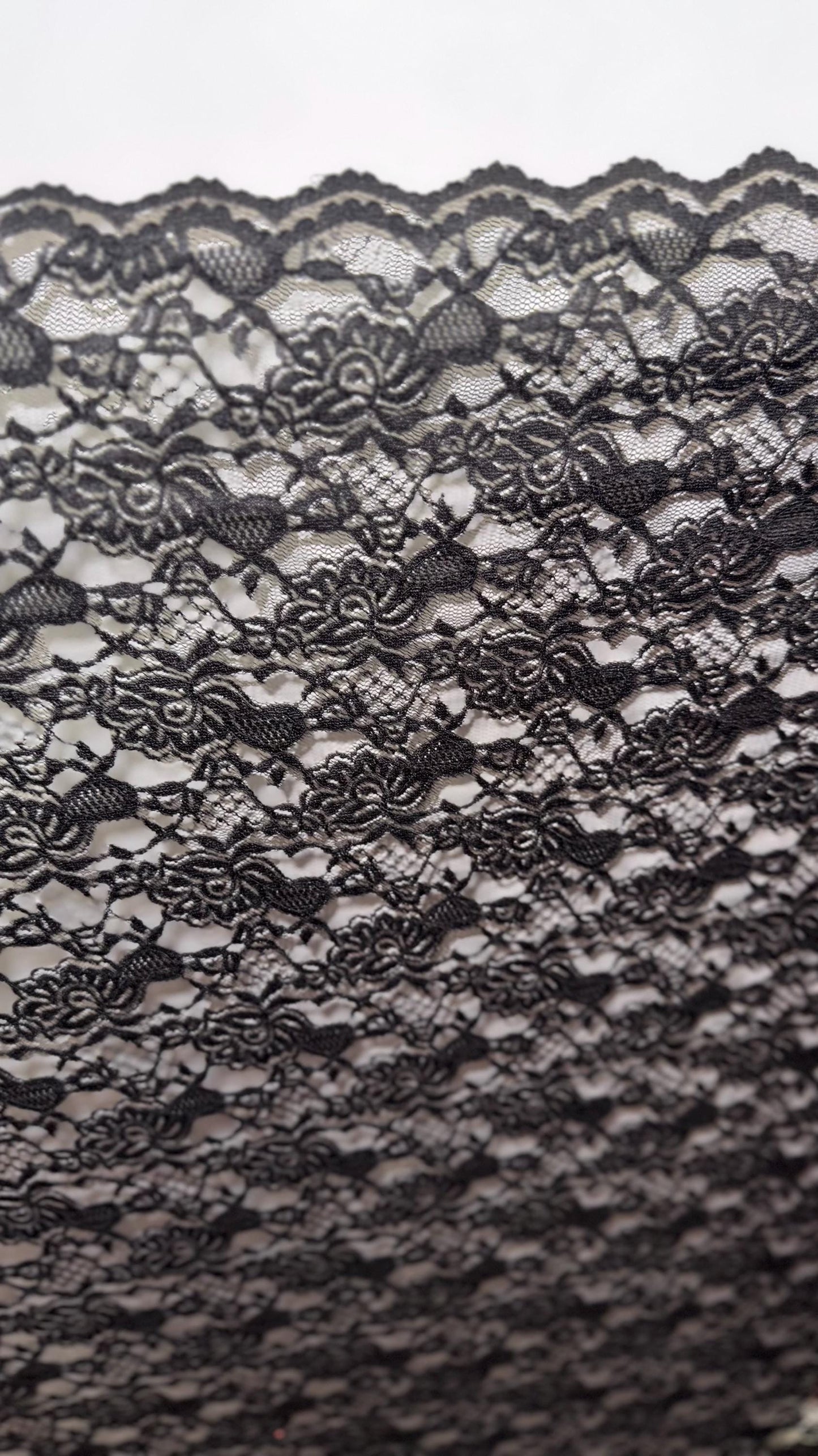 New Victoria Black Lace design best quality of nylon spandex stretch lace 55/57” Sold by the YD. Ships Worldwide from Los Ángeles California