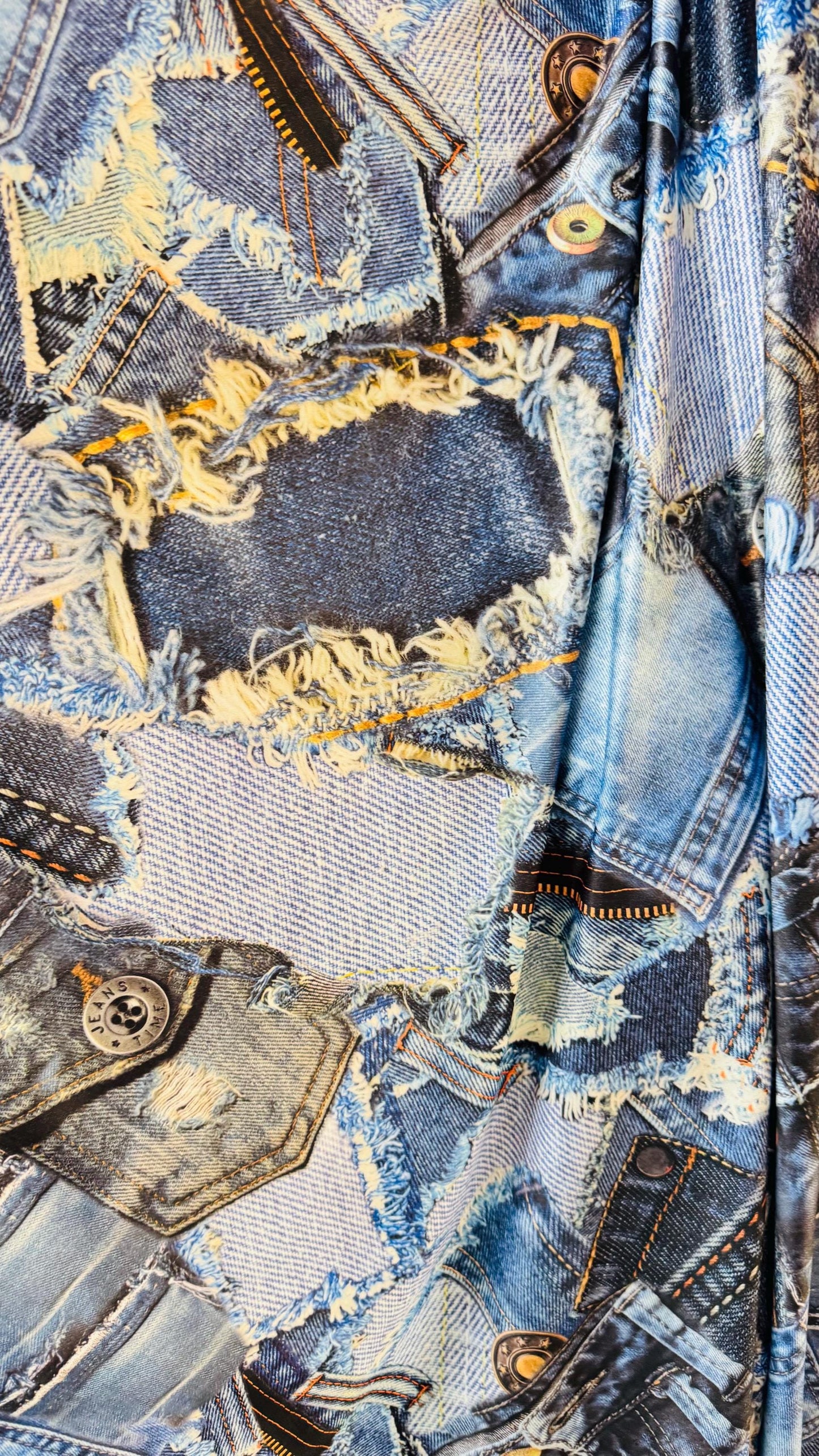 New jeans design print on nylon spandex light weight 4way stretch 58/60” Sold by the YD. Ships worldwide from Los Angeles California USA