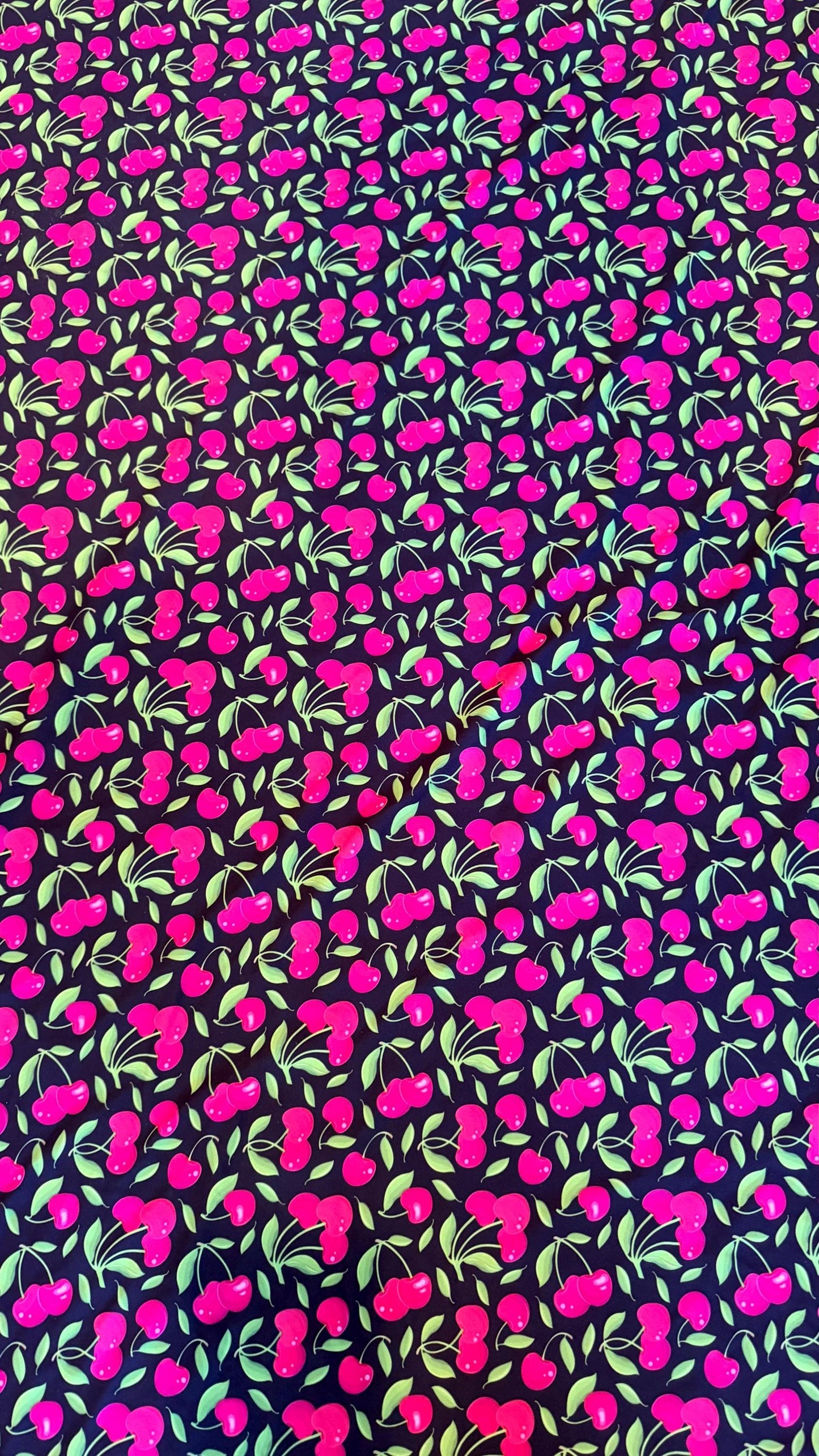 New cherry design Black/Cranberry nylon spandex fabric 4way stretch 58/60" Sold by the YD. Ships worldwide from Los Ángeles California USA.