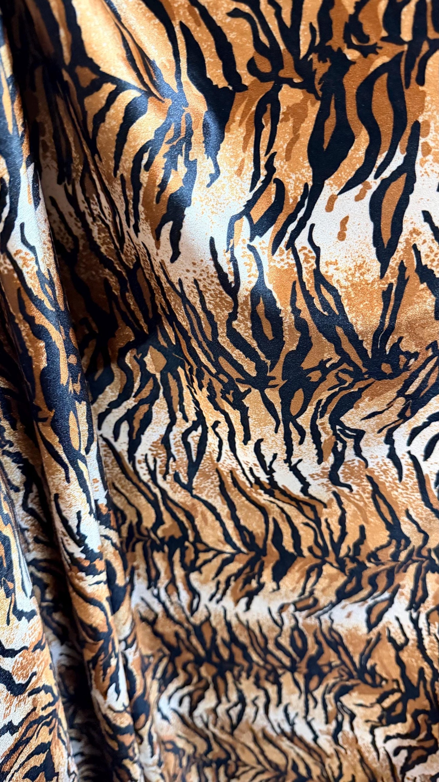 New Tiger Pug Exotic design brown/gold heavy stretch velvet 4way 420 gsm 58/60" Sold by the YD. Ships worldwide from Los Angeles California