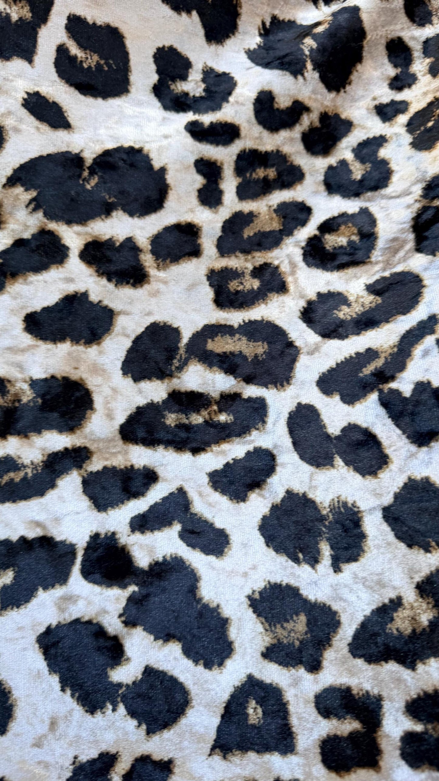 New Exotic Leopard design Taupe/Black on heavy stretch velvet 4way stretch 58/60" Sold by the YD Ships worldwide from Los Ángeles California