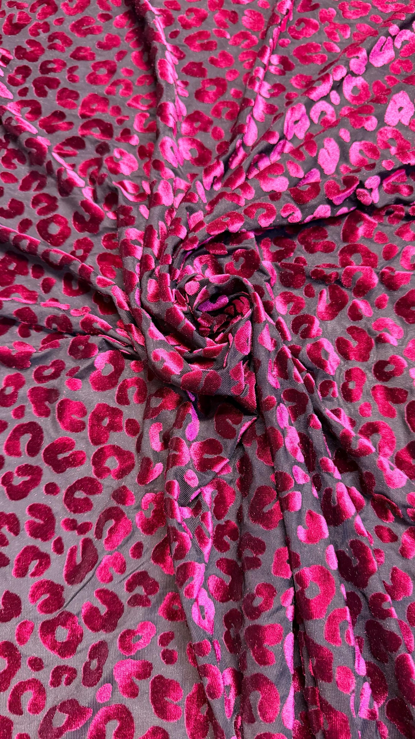 NEW Exotic Leopard design burnout velvet 4-way stretch 58/60” Sold by the YD. Ships Worldwide from Los Angeles California USA.