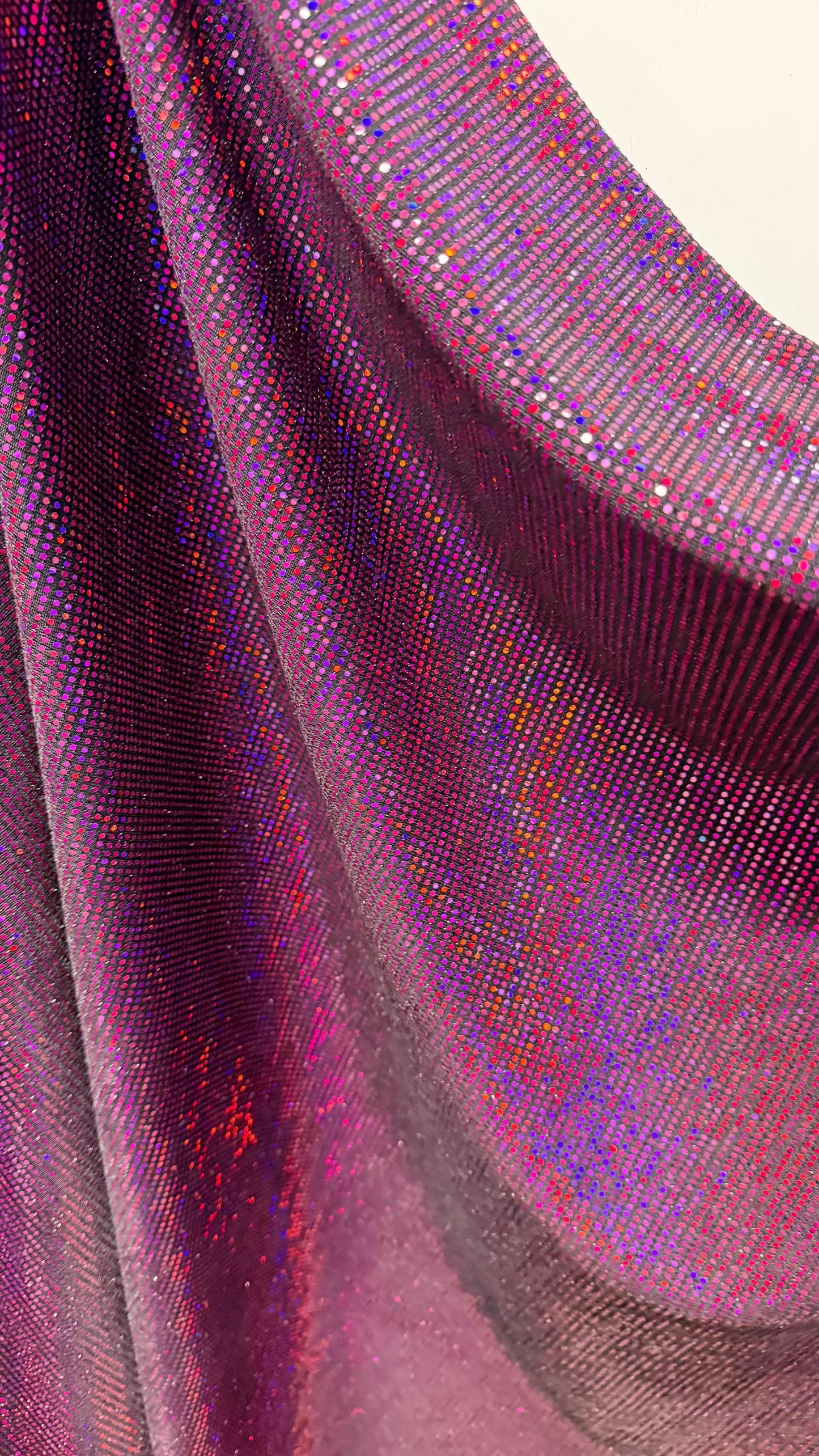 New Iridescent disco sequins design on metallic nylon spandex 2-way stretch 58/60” Sold by the YD. Ships Worldwide from Los Ángeles Californ