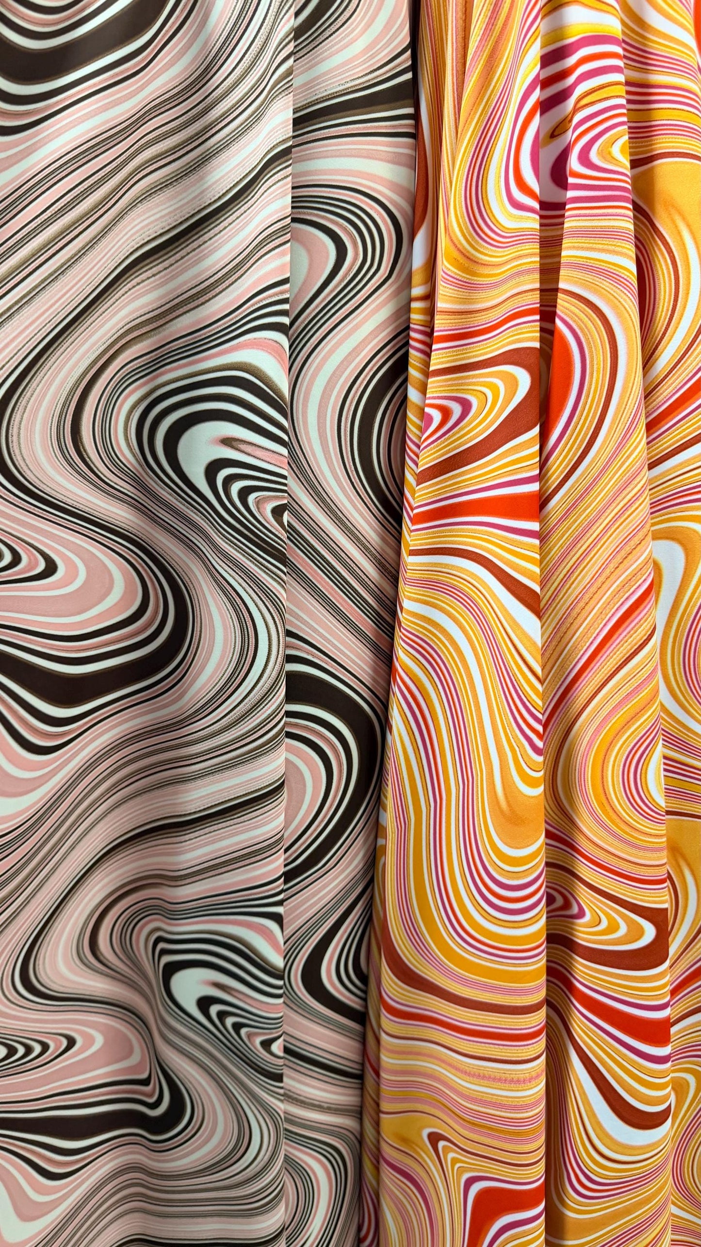 New Modern abstract design multicolor lava print on nylon spandex 4way stretch 58/60" Sold by the YD. Ships worldwide from Los Angeles CA