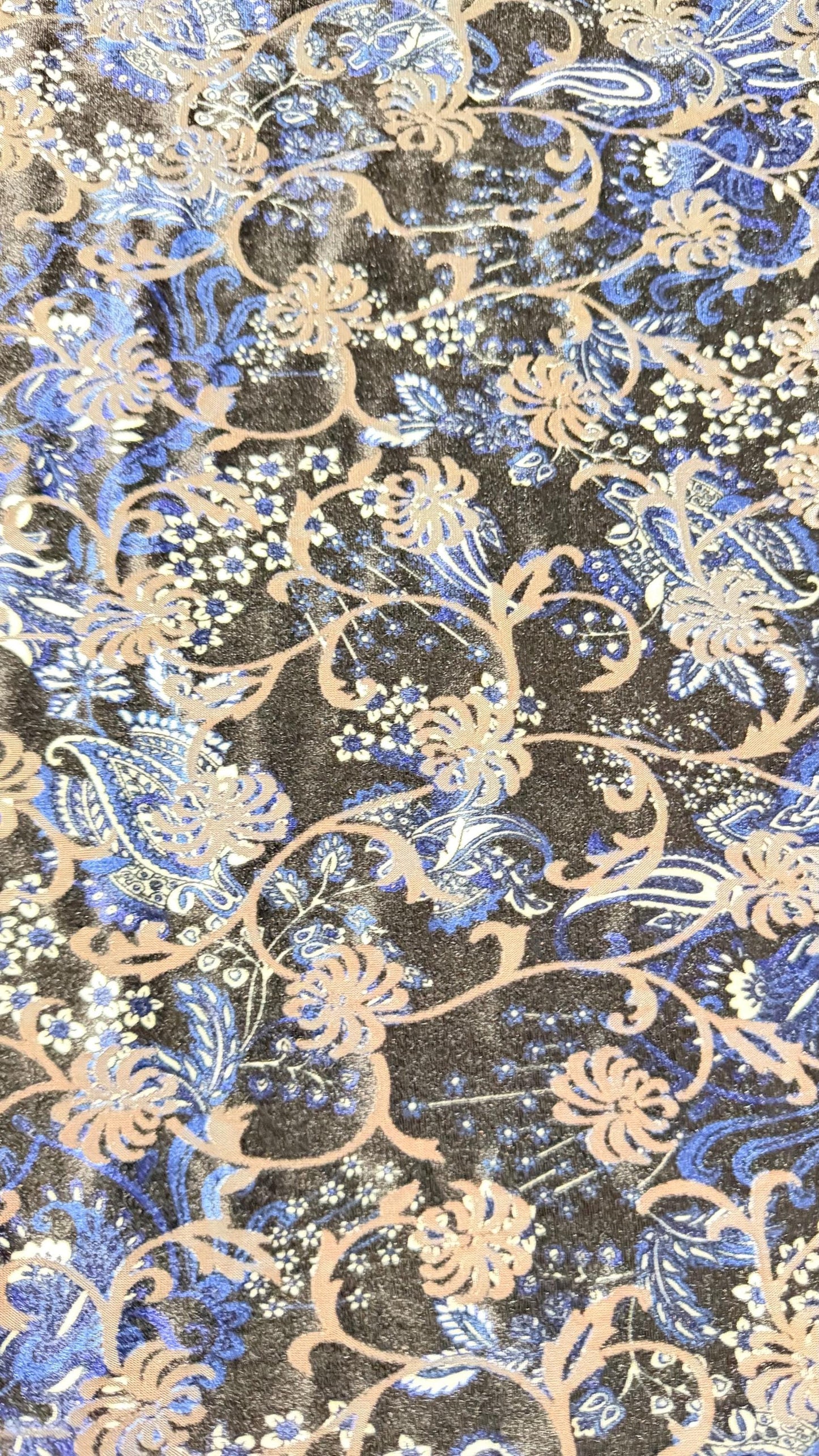 New burnout velvet exotic Flower paisley design multicolor 4way Stretch 58/60" Sold by the YD. Ships worldwide from Los Angeles California