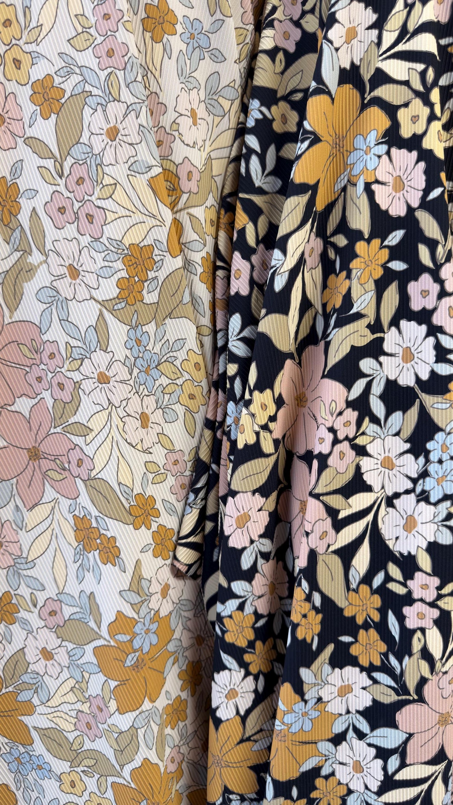 New Floral design print on rib nylon spandex 4-way stretch 58/60” Sold by the YD. Ships Worldwide from Los Angeles California USA.