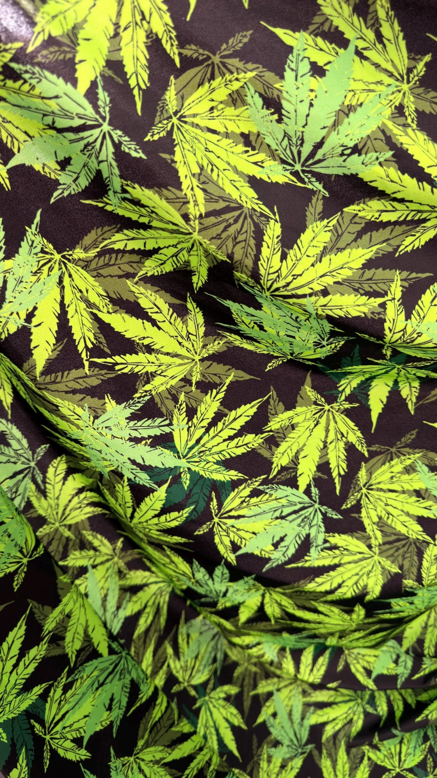New Marihuana cannabis leaf design print on best quality of nylon spandex 4-way stretch 58/60” Sold by the YD. Ships worldwide from L.A CA.