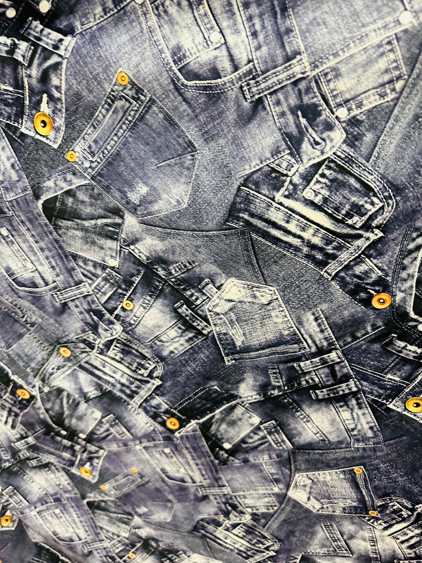 New Denim Jeans design print on great quality of Nylon Spandex 4-way stretch 58/60”