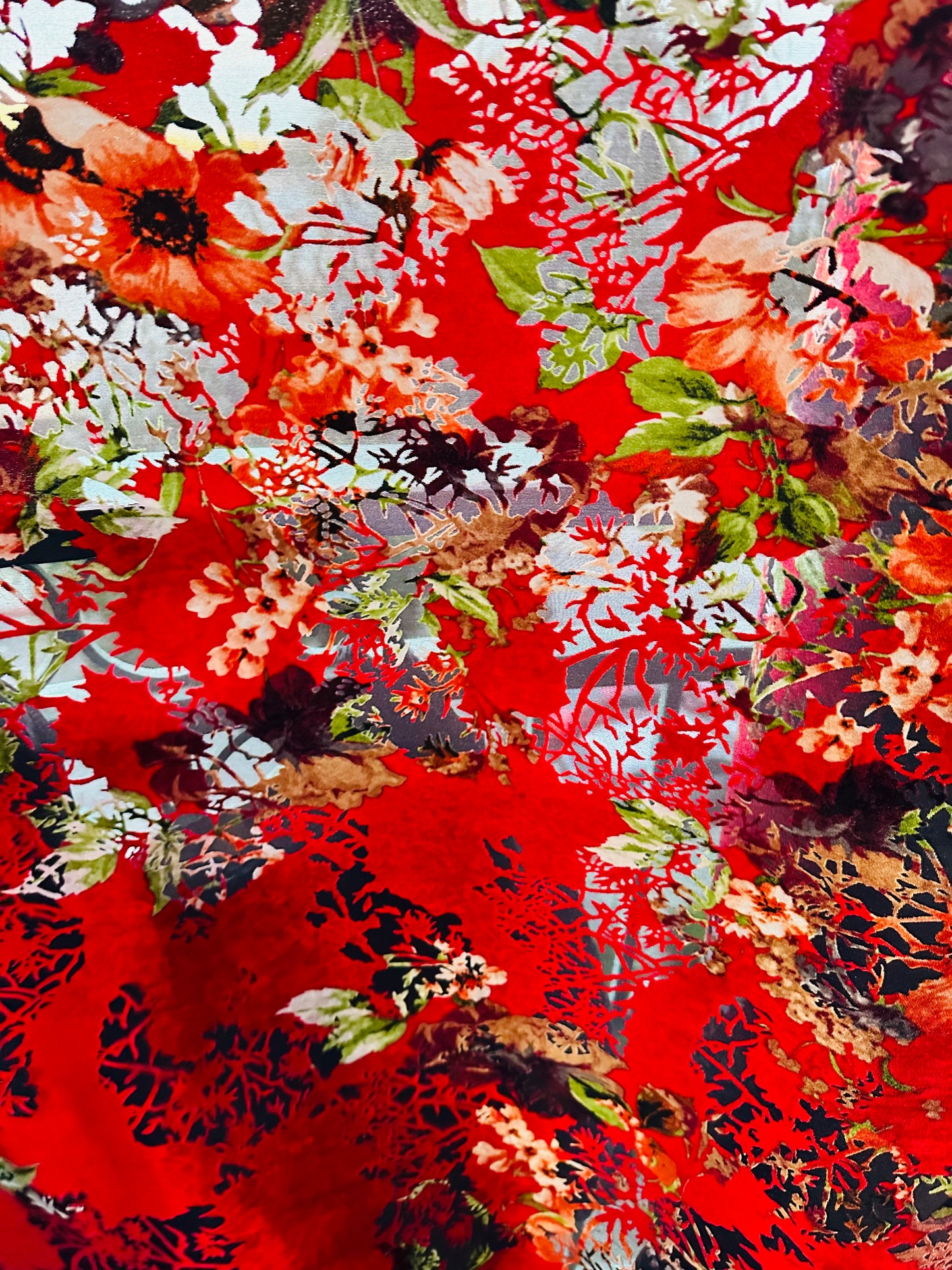 Italian luxury silky burnout floral design 4-way stretch