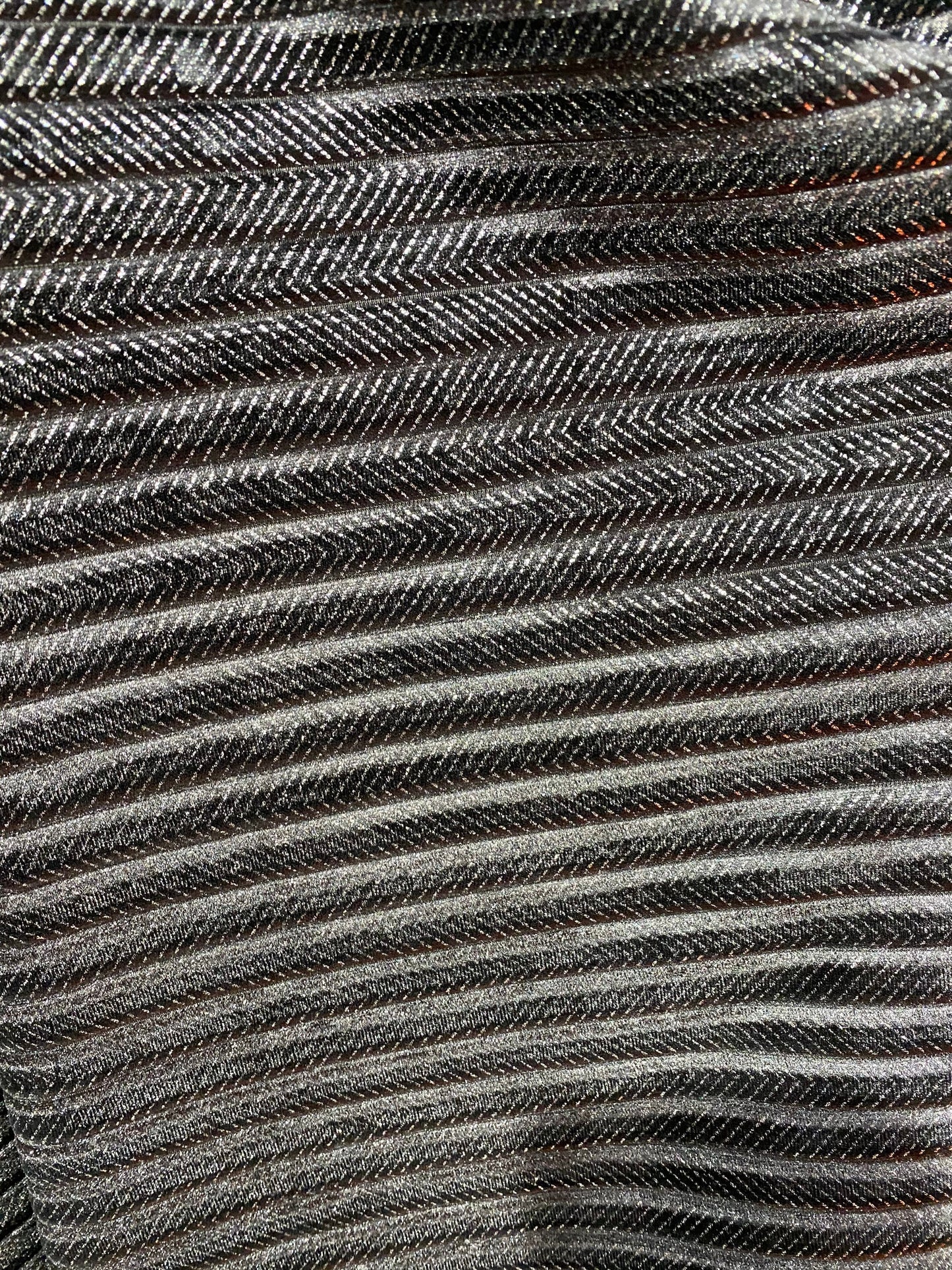 New metallic stretch velvet design small chevron design 2-way stretch 58/60” Sold by the YD. Ships worldwide from Los Angeles California USA