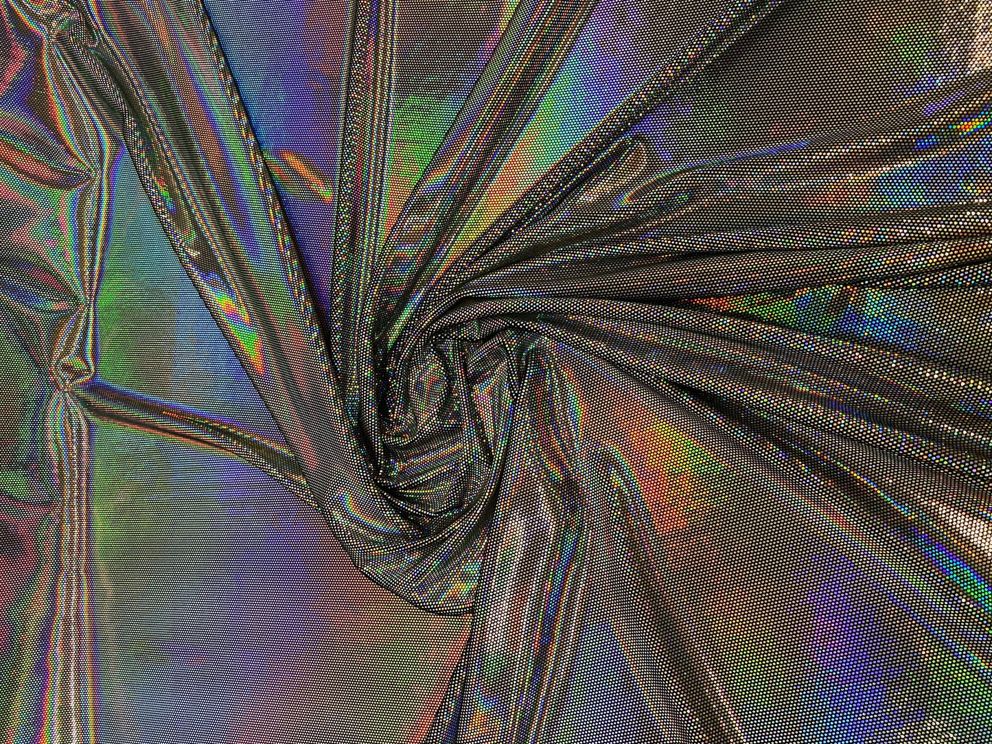 New Spectrum Iridescent foil on heavy velvet 420 gsm 4way stretch metallic hologram silver foil dots 58/60” Sold by the YD. Ships worldwide